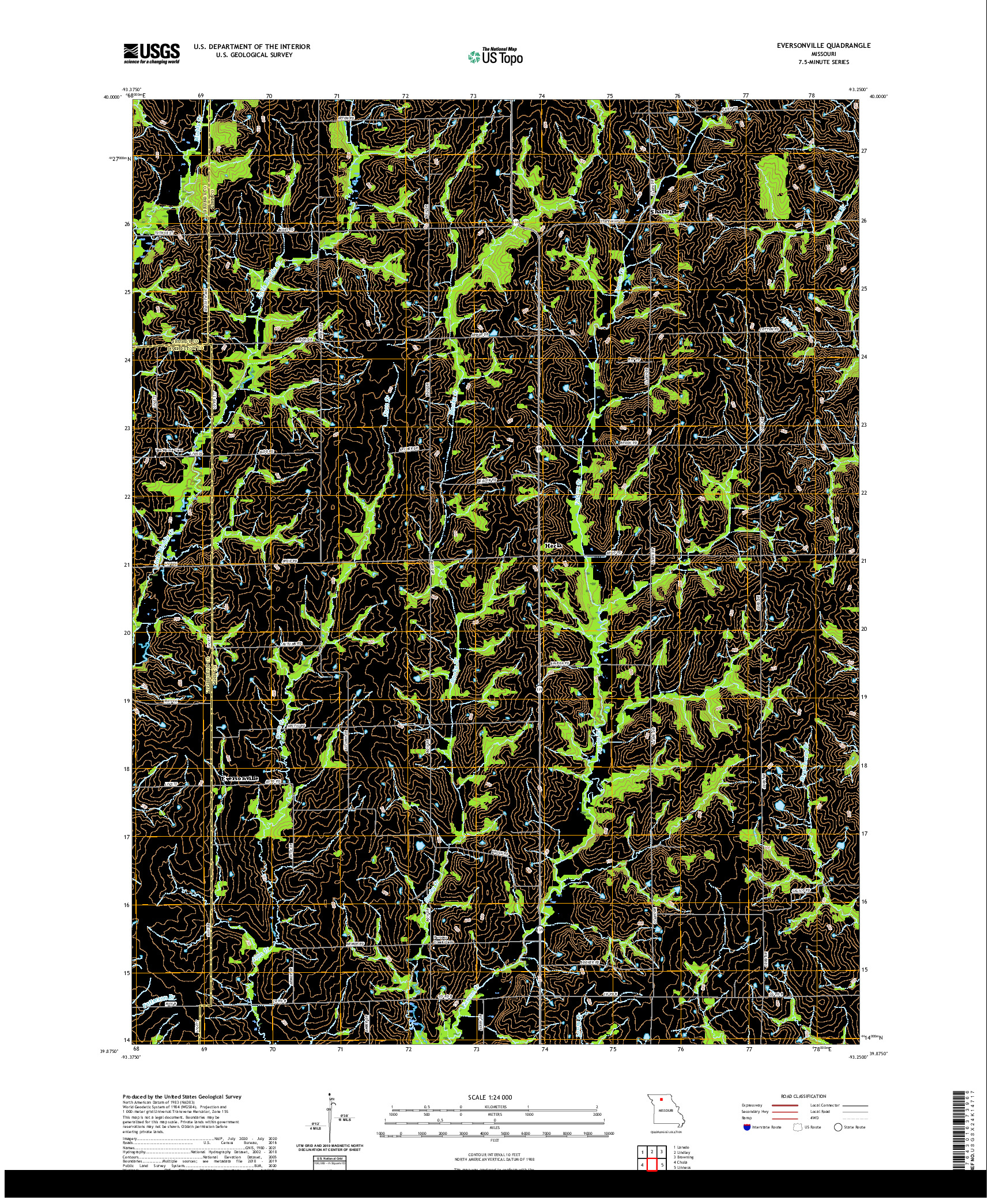 USGS US TOPO 7.5-MINUTE MAP FOR EVERSONVILLE, MO 2021