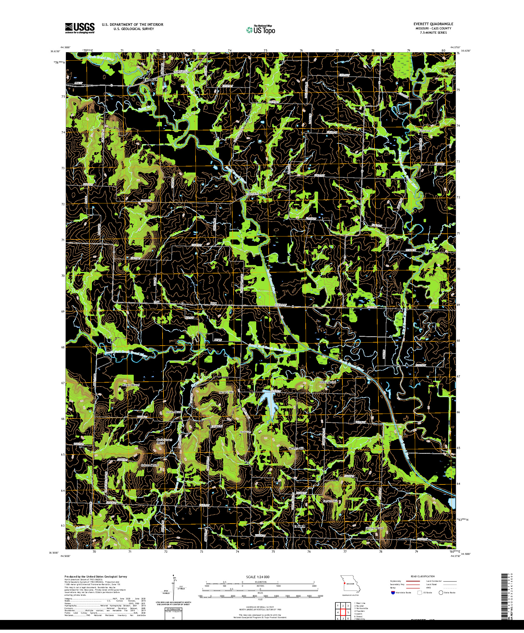 USGS US TOPO 7.5-MINUTE MAP FOR EVERETT, MO 2021