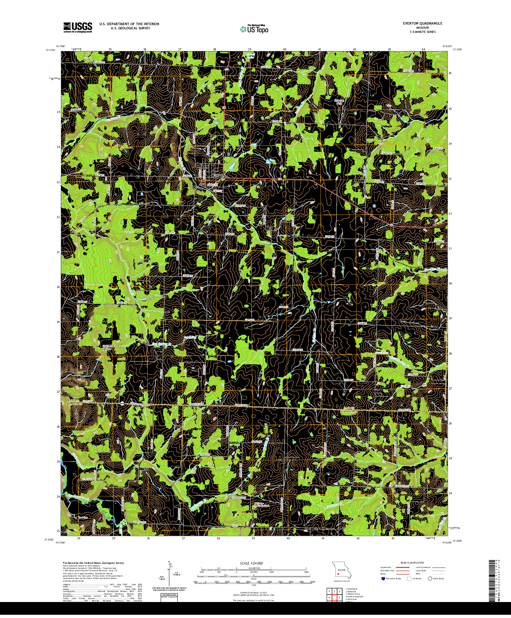 USGS US TOPO 7.5-MINUTE MAP FOR EVERTON, MO 2021