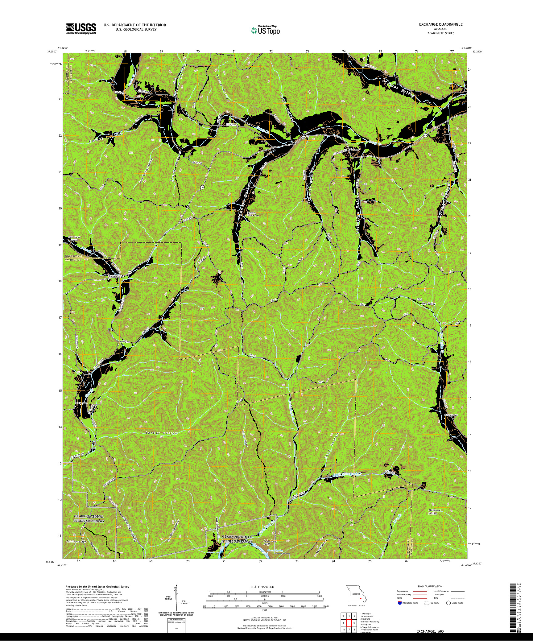 USGS US TOPO 7.5-MINUTE MAP FOR EXCHANGE, MO 2021