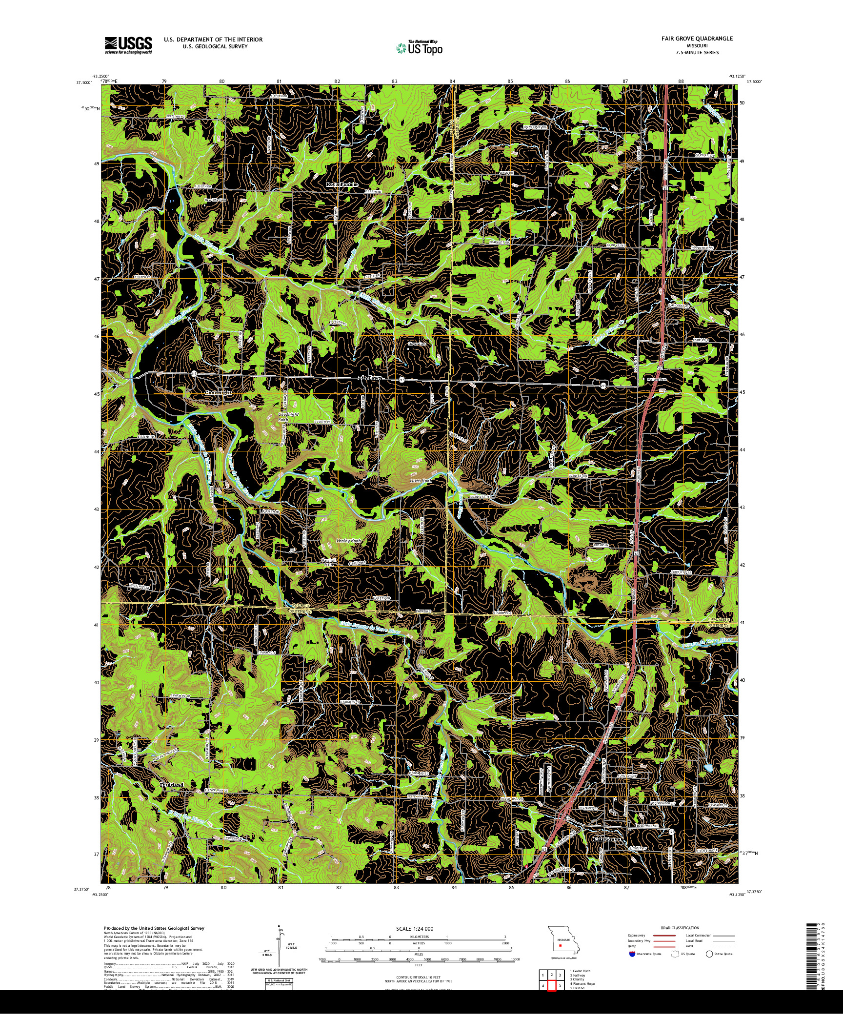 USGS US TOPO 7.5-MINUTE MAP FOR FAIR GROVE, MO 2021