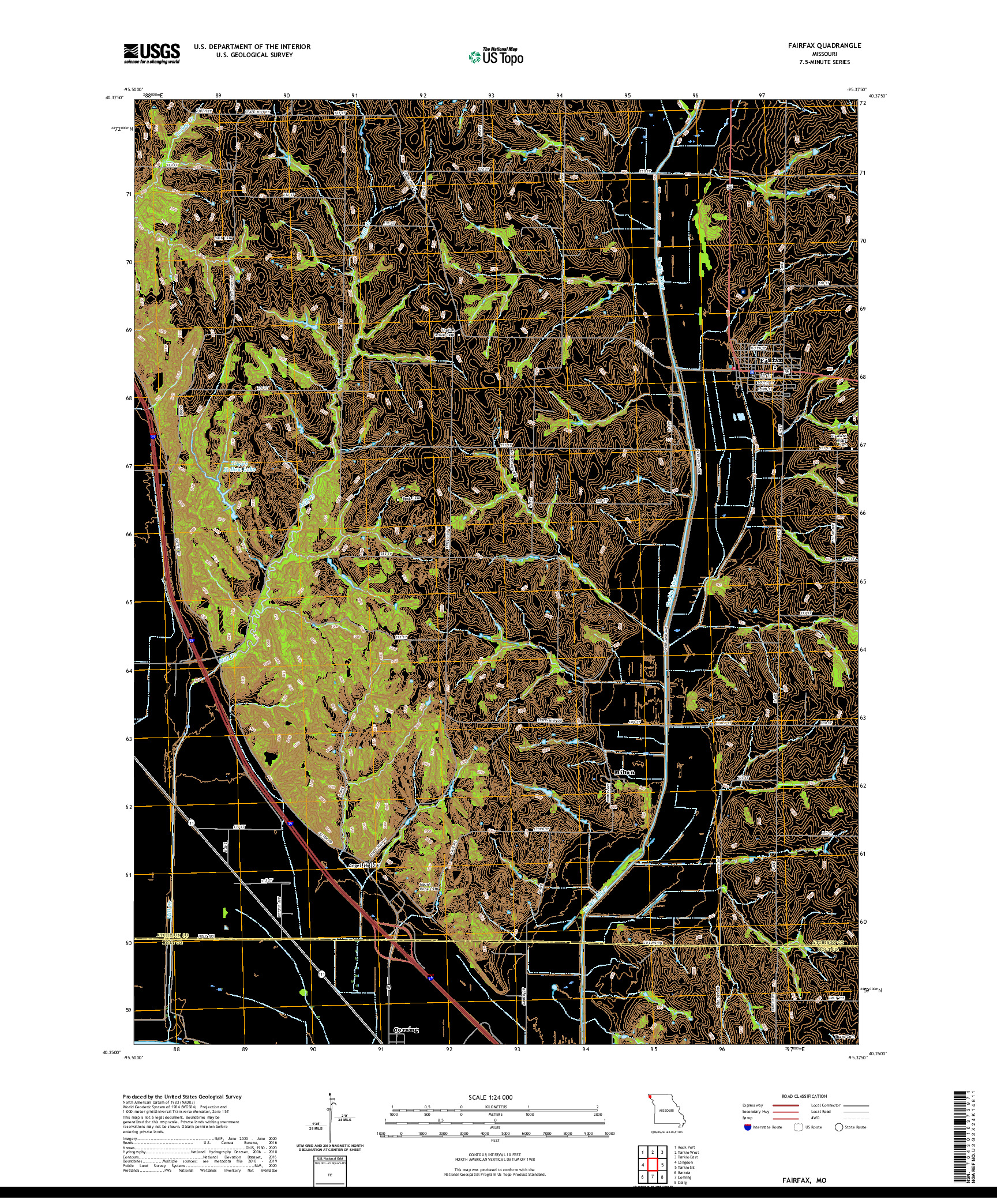 USGS US TOPO 7.5-MINUTE MAP FOR FAIRFAX, MO 2021
