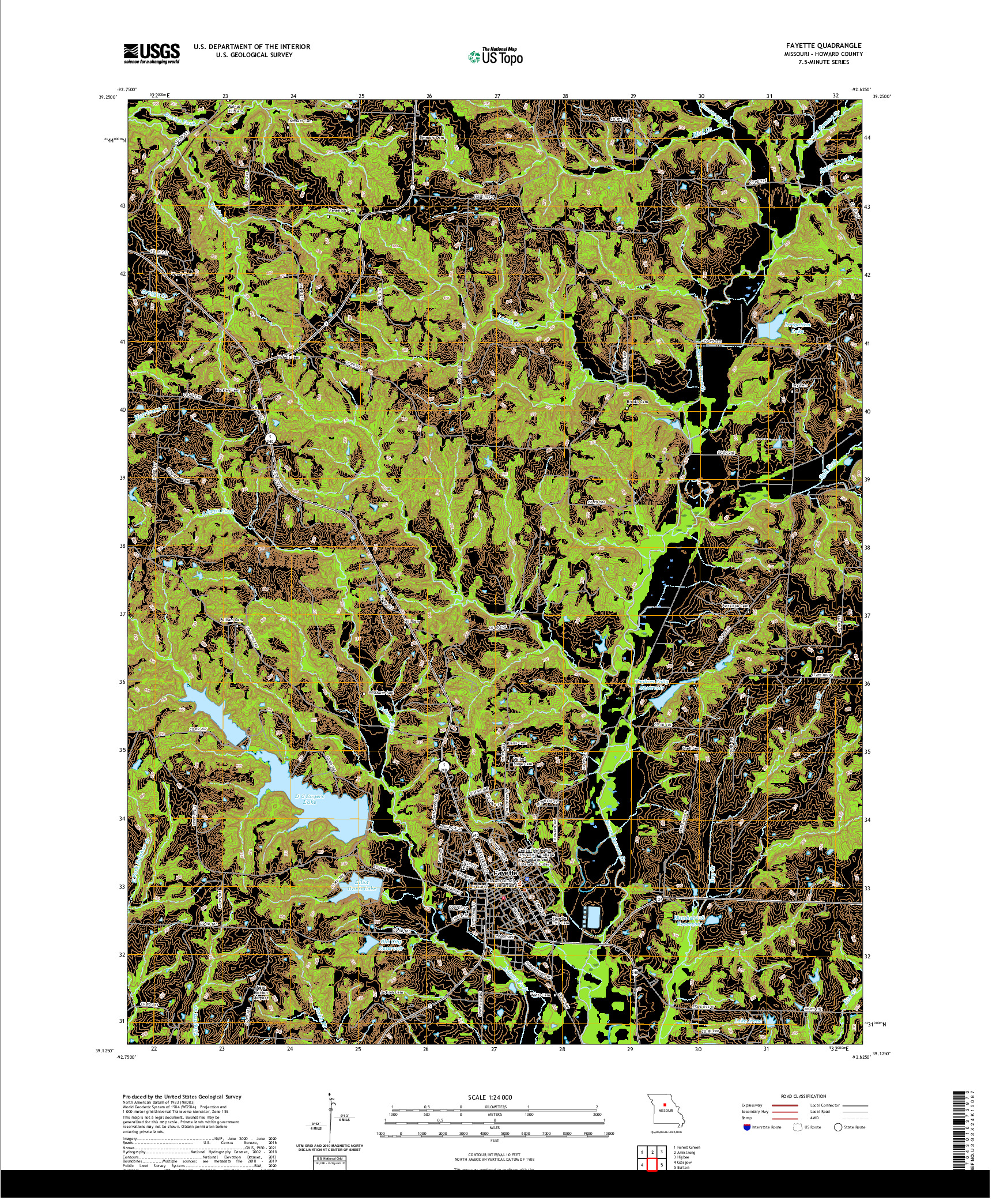 USGS US TOPO 7.5-MINUTE MAP FOR FAYETTE, MO 2021