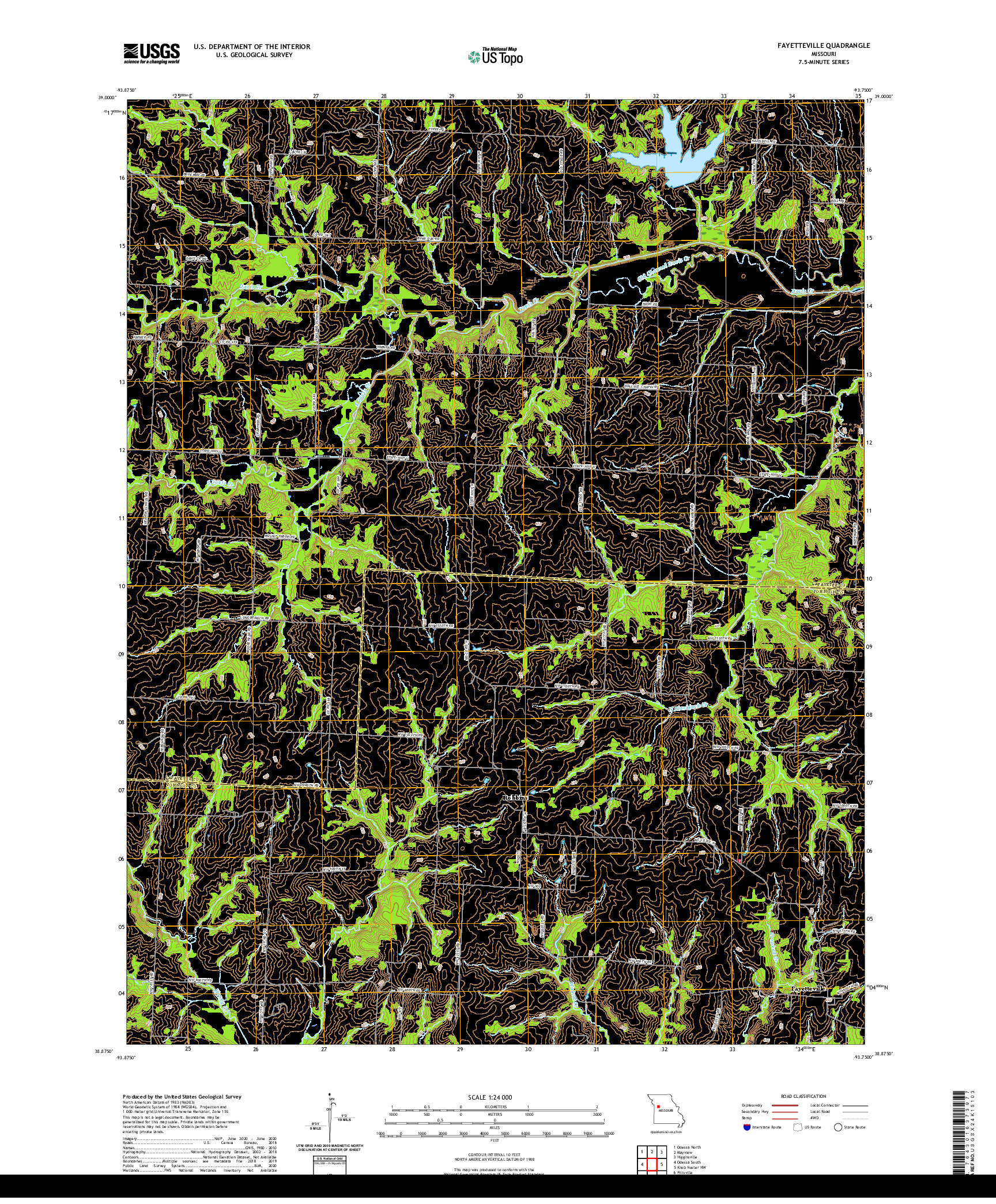 USGS US TOPO 7.5-MINUTE MAP FOR FAYETTEVILLE, MO 2021