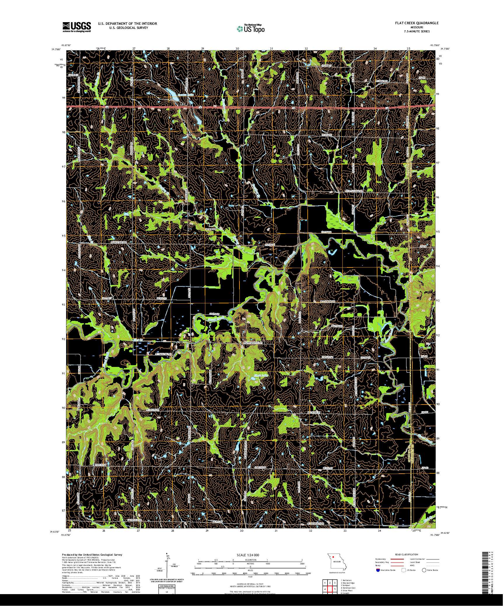 USGS US TOPO 7.5-MINUTE MAP FOR FLAT CREEK, MO 2021