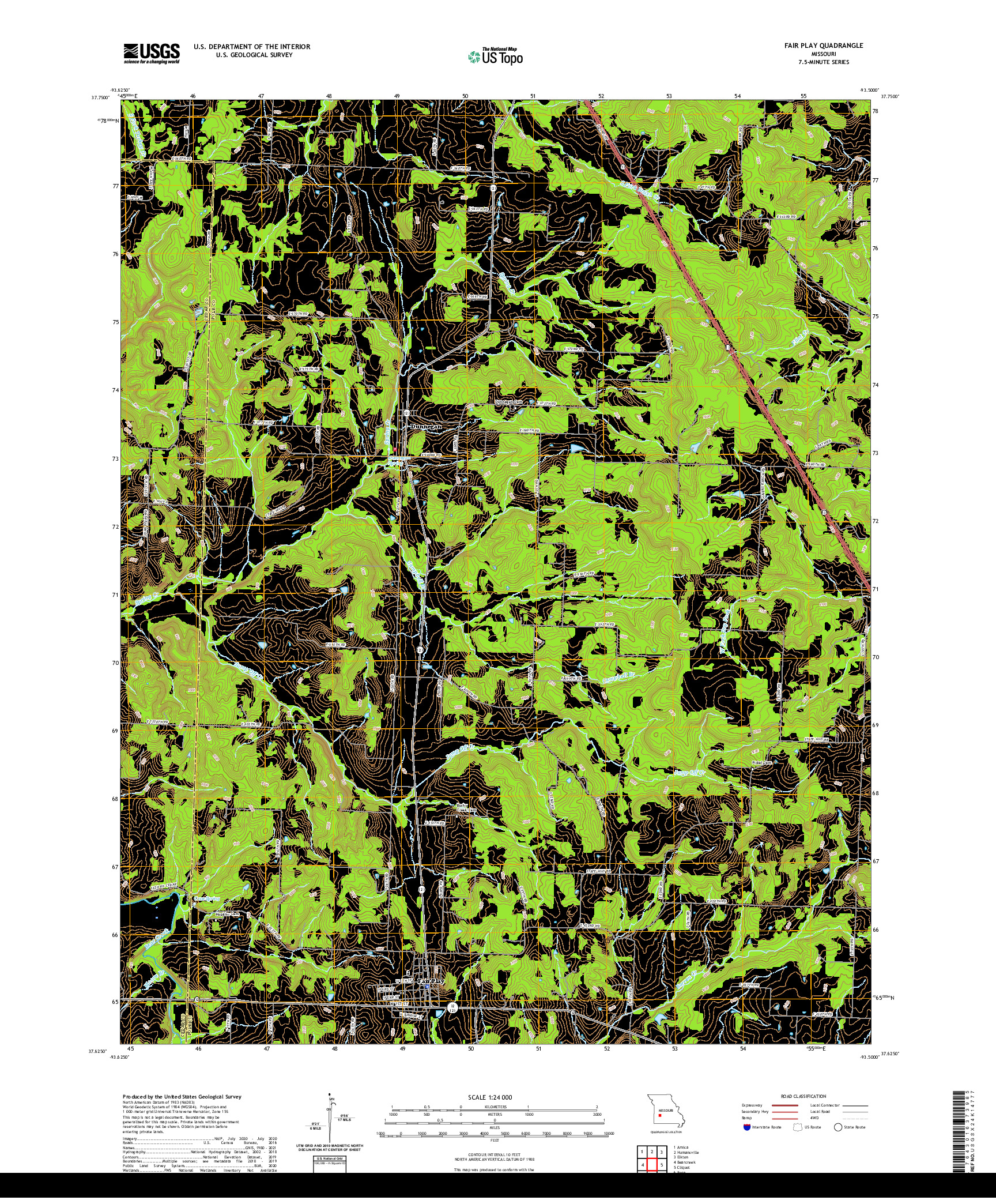 USGS US TOPO 7.5-MINUTE MAP FOR FAIR PLAY, MO 2021