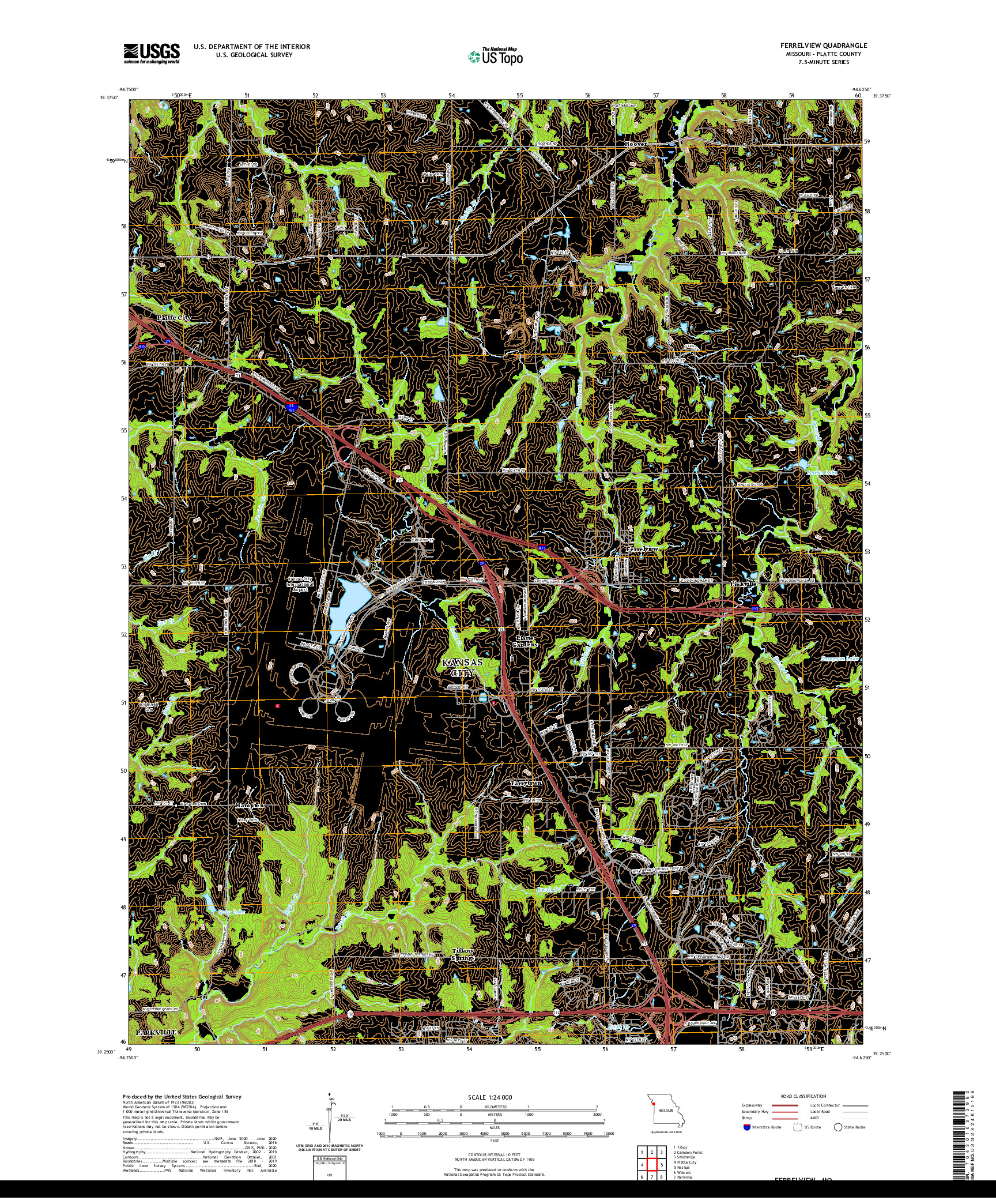 USGS US TOPO 7.5-MINUTE MAP FOR FERRELVIEW, MO 2021