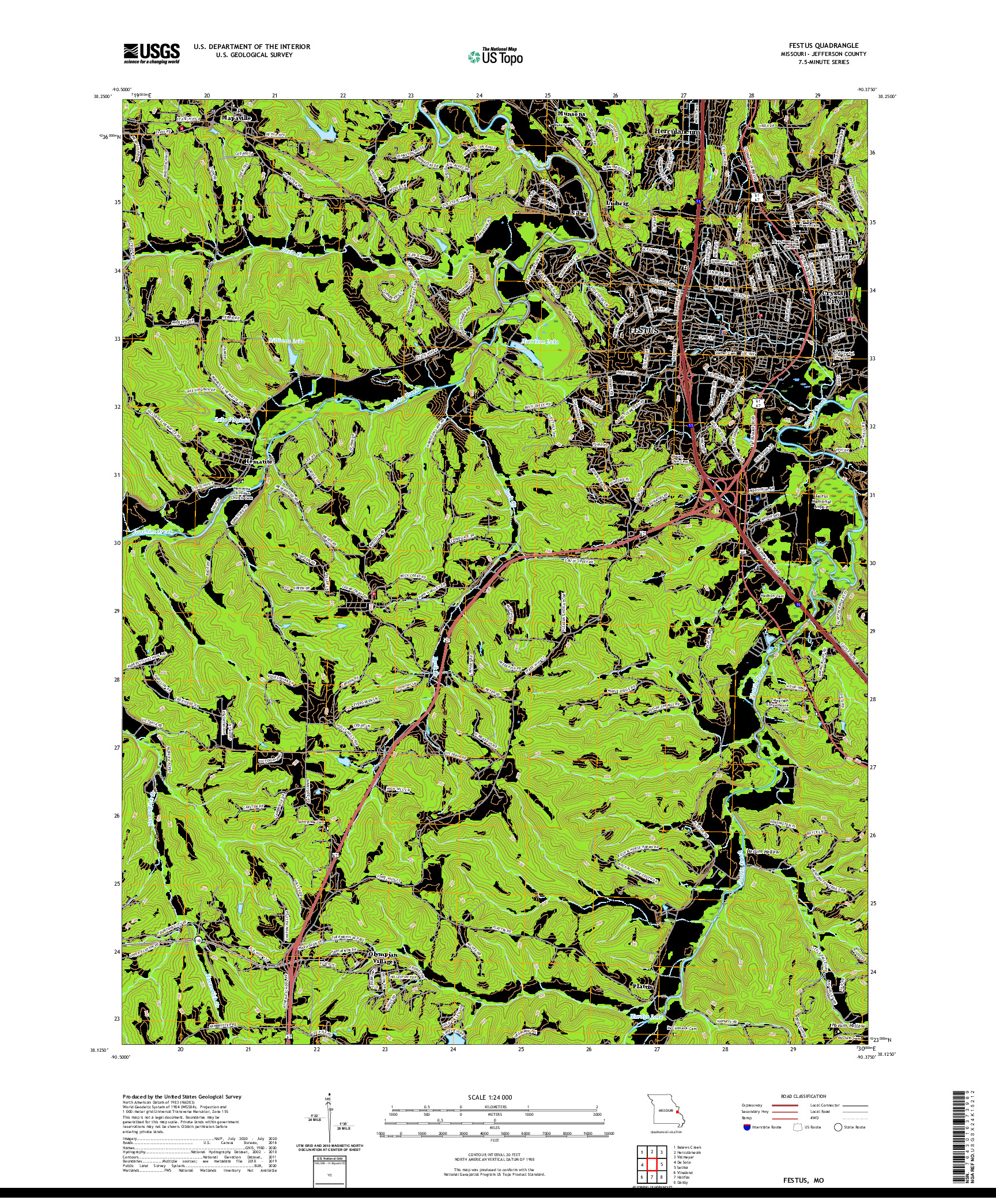 USGS US TOPO 7.5-MINUTE MAP FOR FESTUS, MO 2021