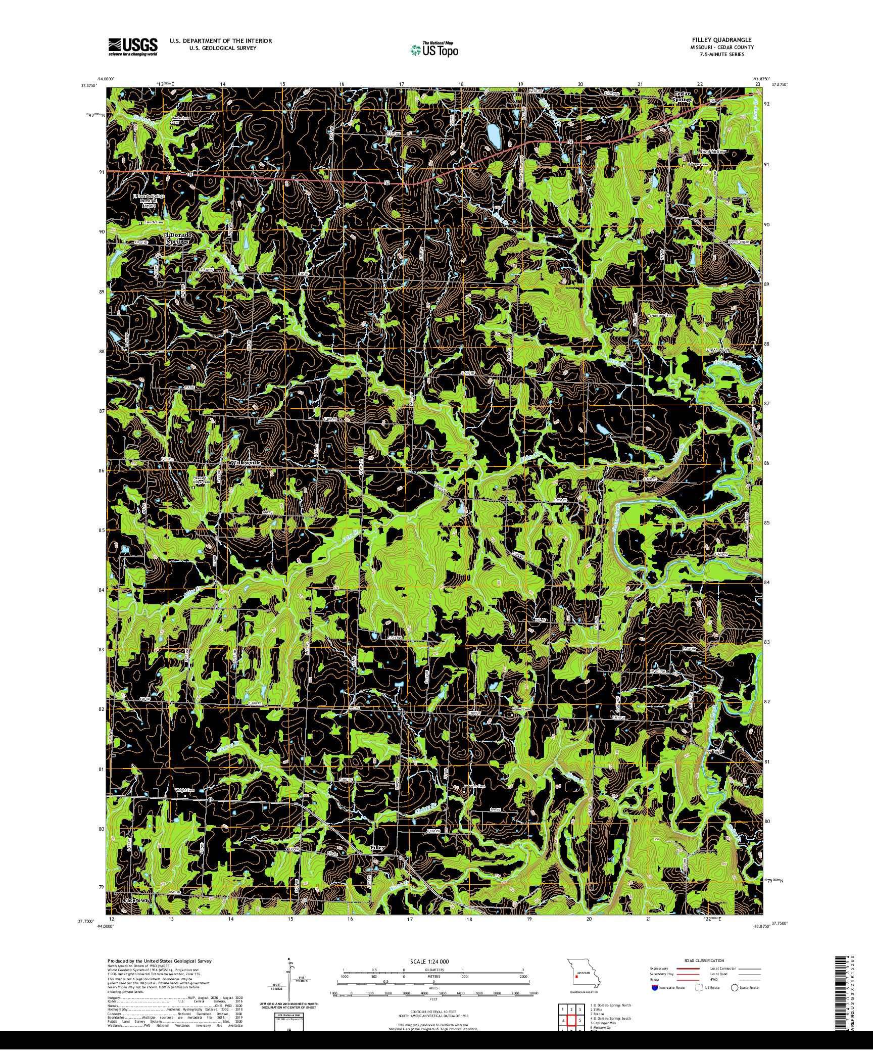 USGS US TOPO 7.5-MINUTE MAP FOR FILLEY, MO 2021