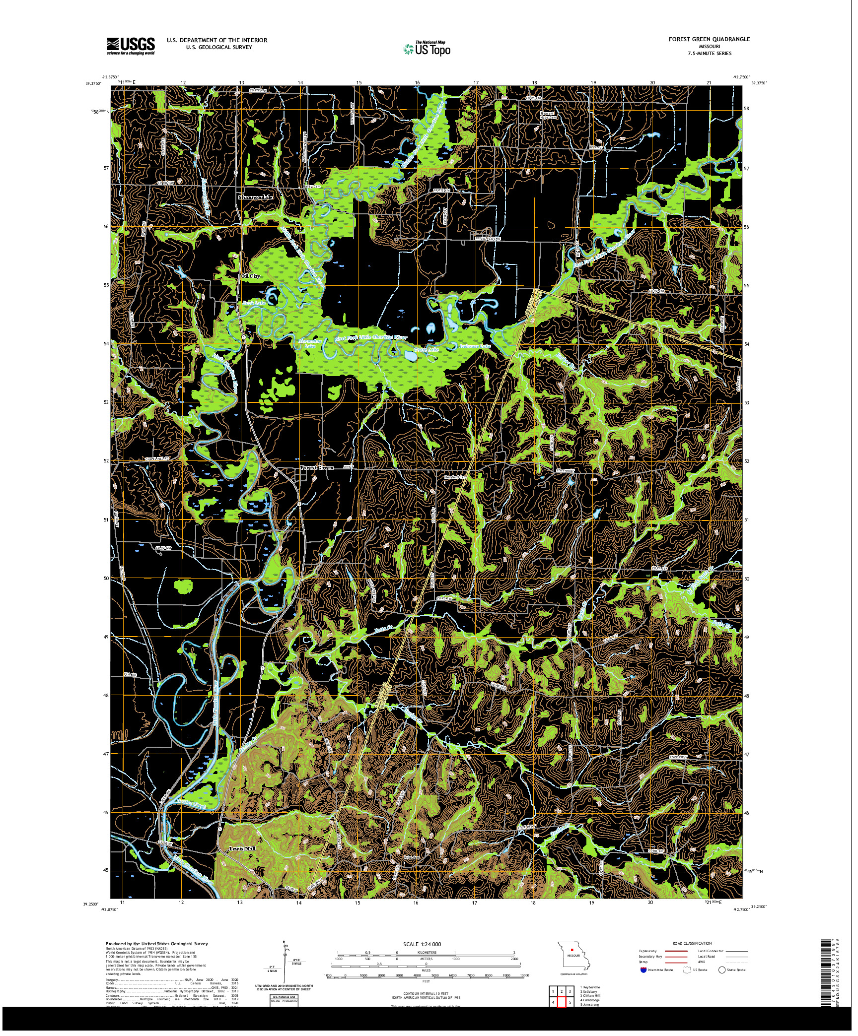 USGS US TOPO 7.5-MINUTE MAP FOR FOREST GREEN, MO 2021