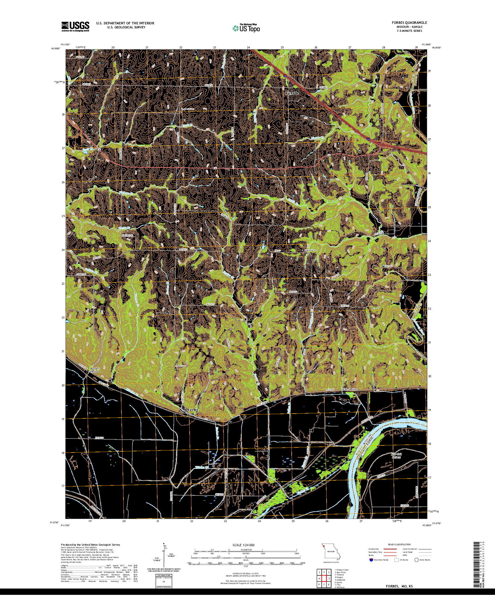 USGS US TOPO 7.5-MINUTE MAP FOR FORBES, MO,KS 2021