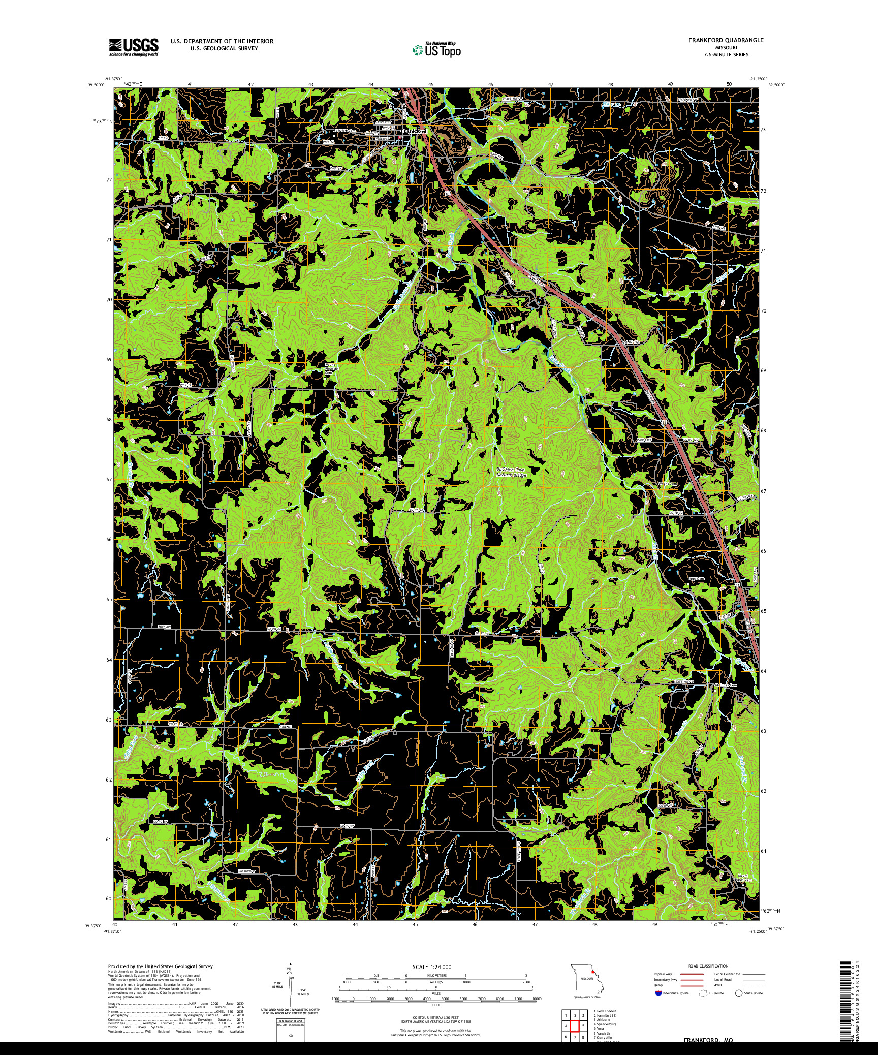 USGS US TOPO 7.5-MINUTE MAP FOR FRANKFORD, MO 2021