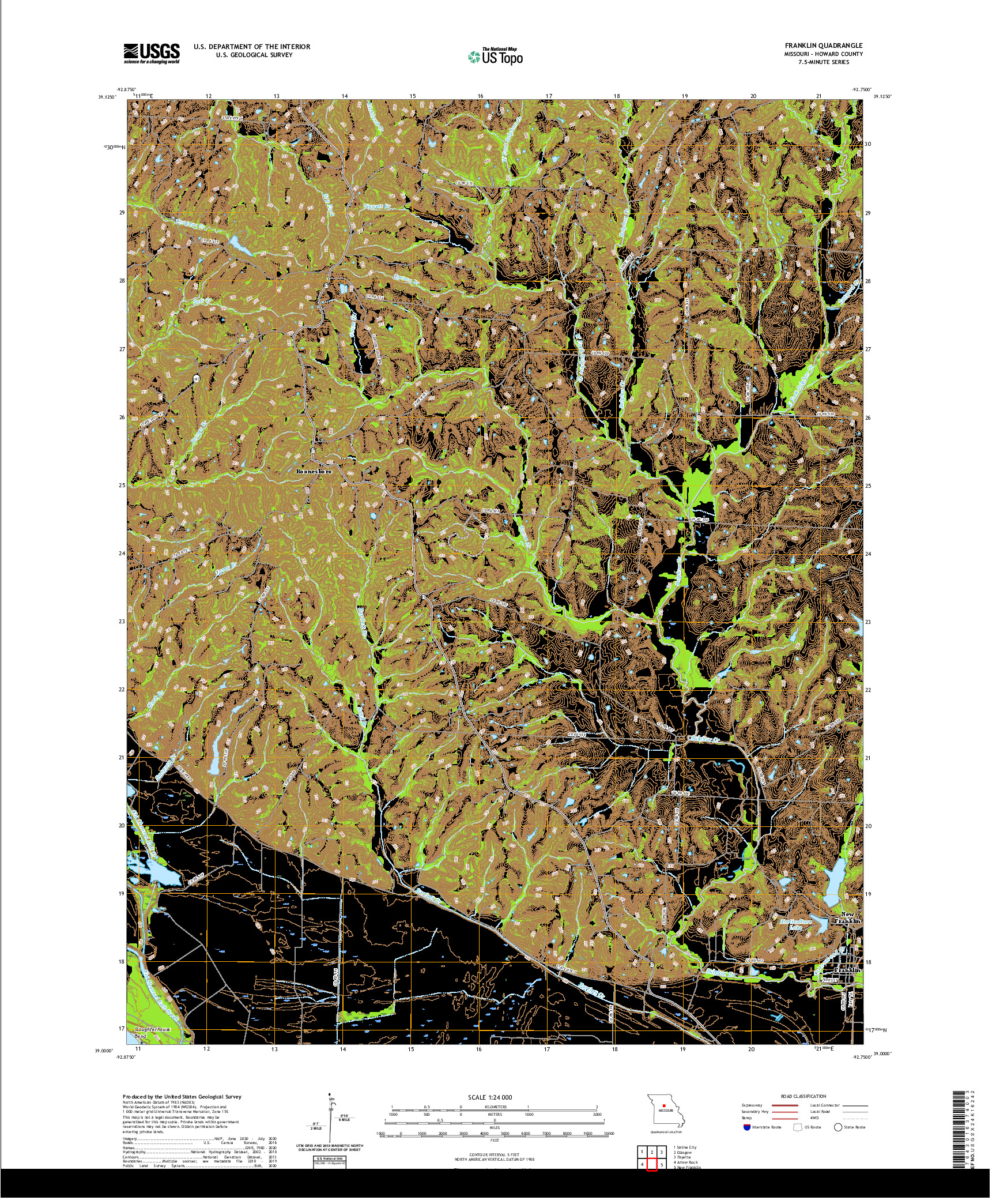 USGS US TOPO 7.5-MINUTE MAP FOR FRANKLIN, MO 2021