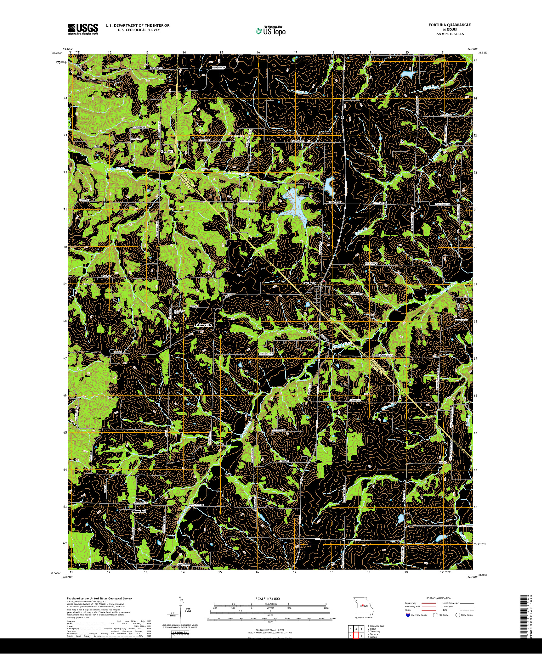 USGS US TOPO 7.5-MINUTE MAP FOR FORTUNA, MO 2021