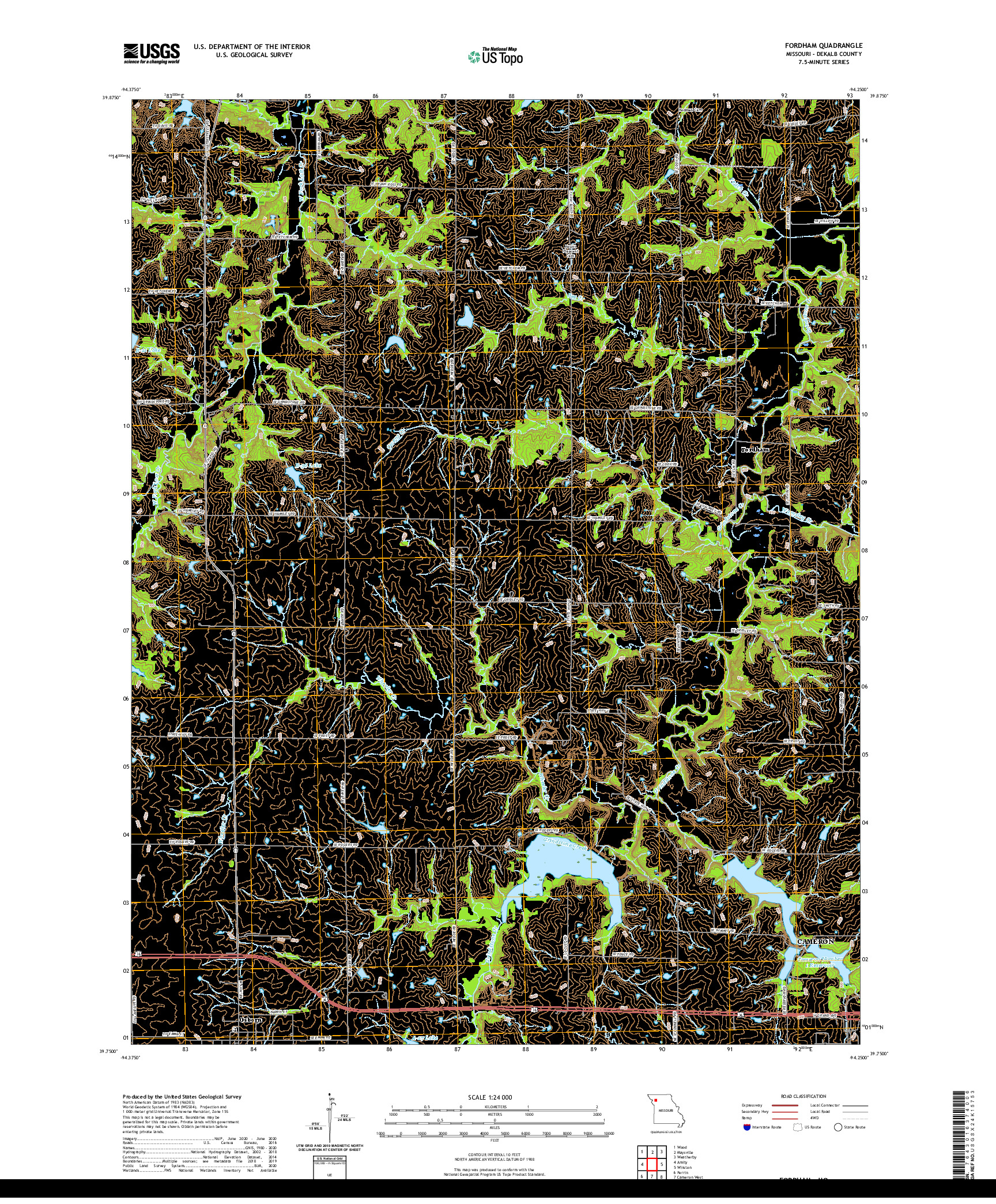 USGS US TOPO 7.5-MINUTE MAP FOR FORDHAM, MO 2021