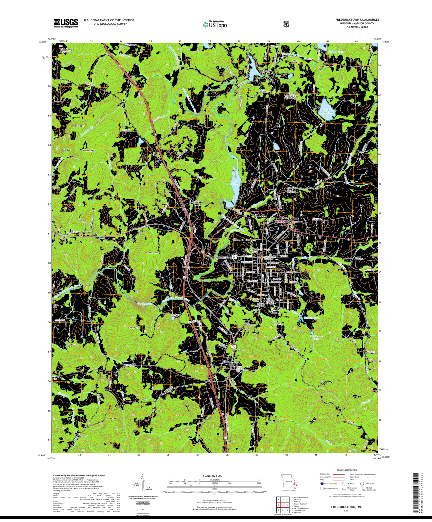 USGS US TOPO 7.5-MINUTE MAP FOR FREDERICKTOWN, MO 2021