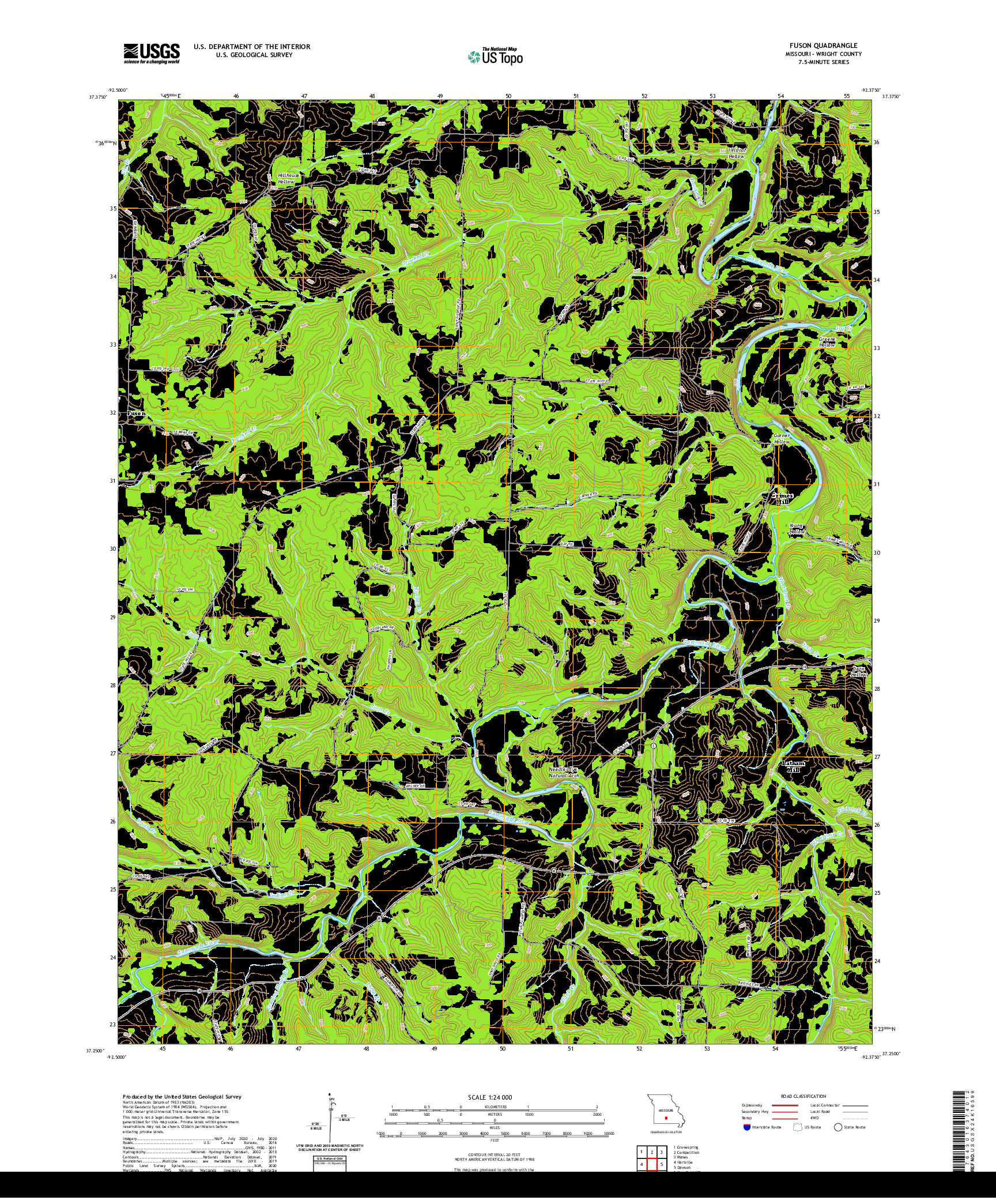 USGS US TOPO 7.5-MINUTE MAP FOR FUSON, MO 2021