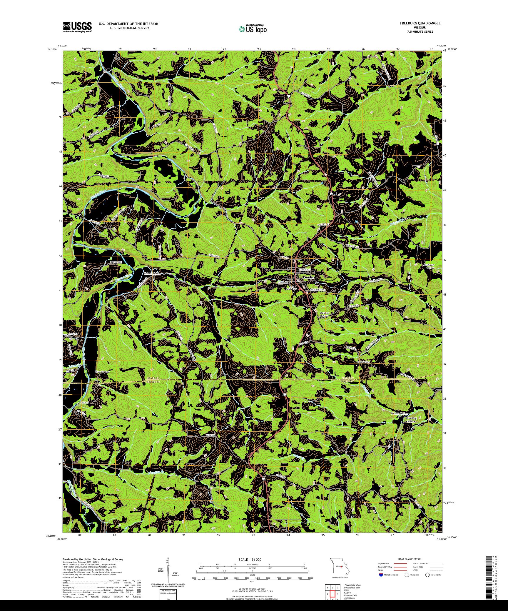 USGS US TOPO 7.5-MINUTE MAP FOR FREEBURG, MO 2021