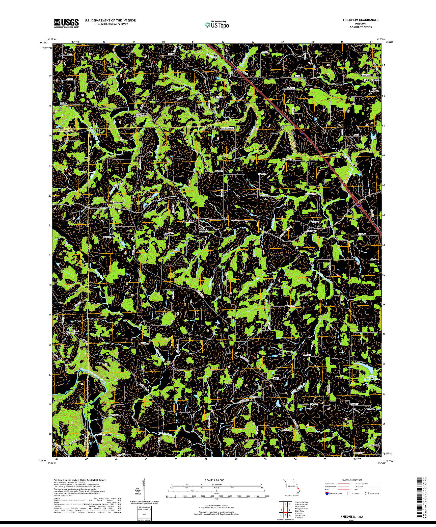 USGS US TOPO 7.5-MINUTE MAP FOR FRIEDHEIM, MO 2021