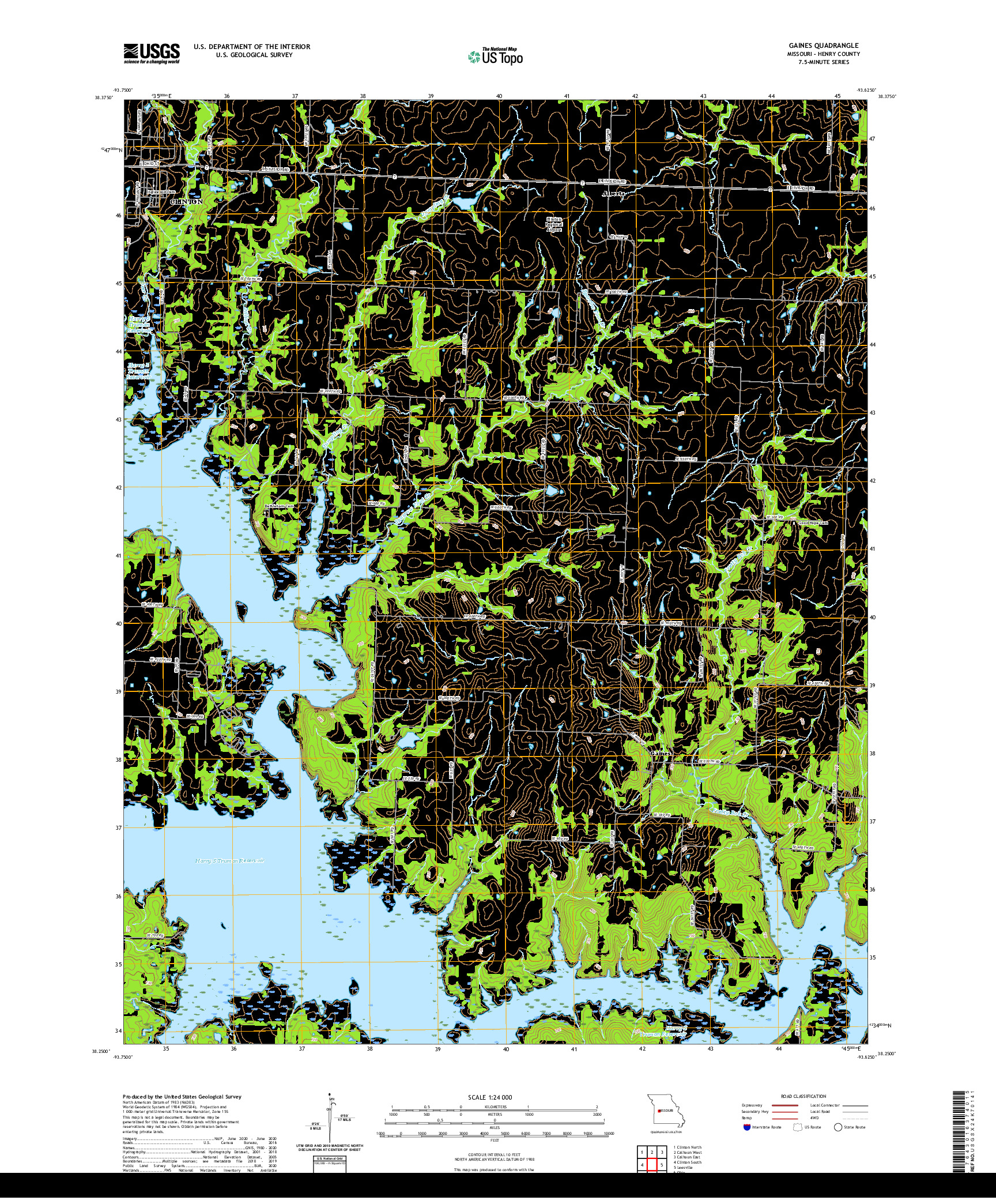 USGS US TOPO 7.5-MINUTE MAP FOR GAINES, MO 2021