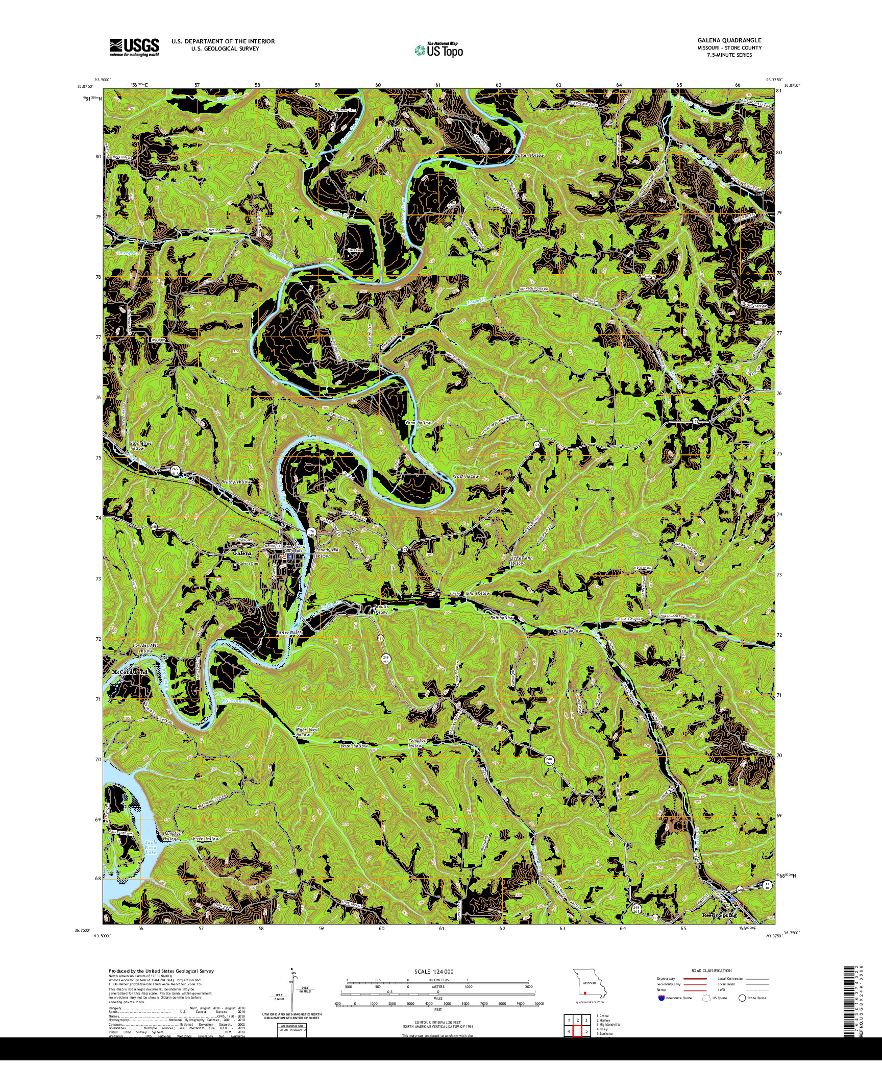 USGS US TOPO 7.5-MINUTE MAP FOR GALENA, MO 2021