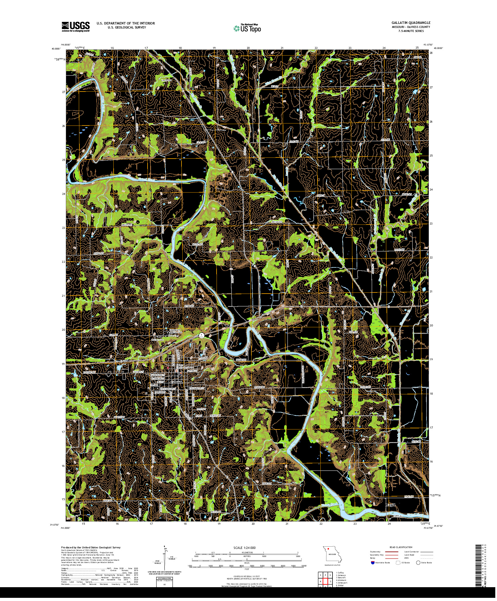 USGS US TOPO 7.5-MINUTE MAP FOR GALLATIN, MO 2021