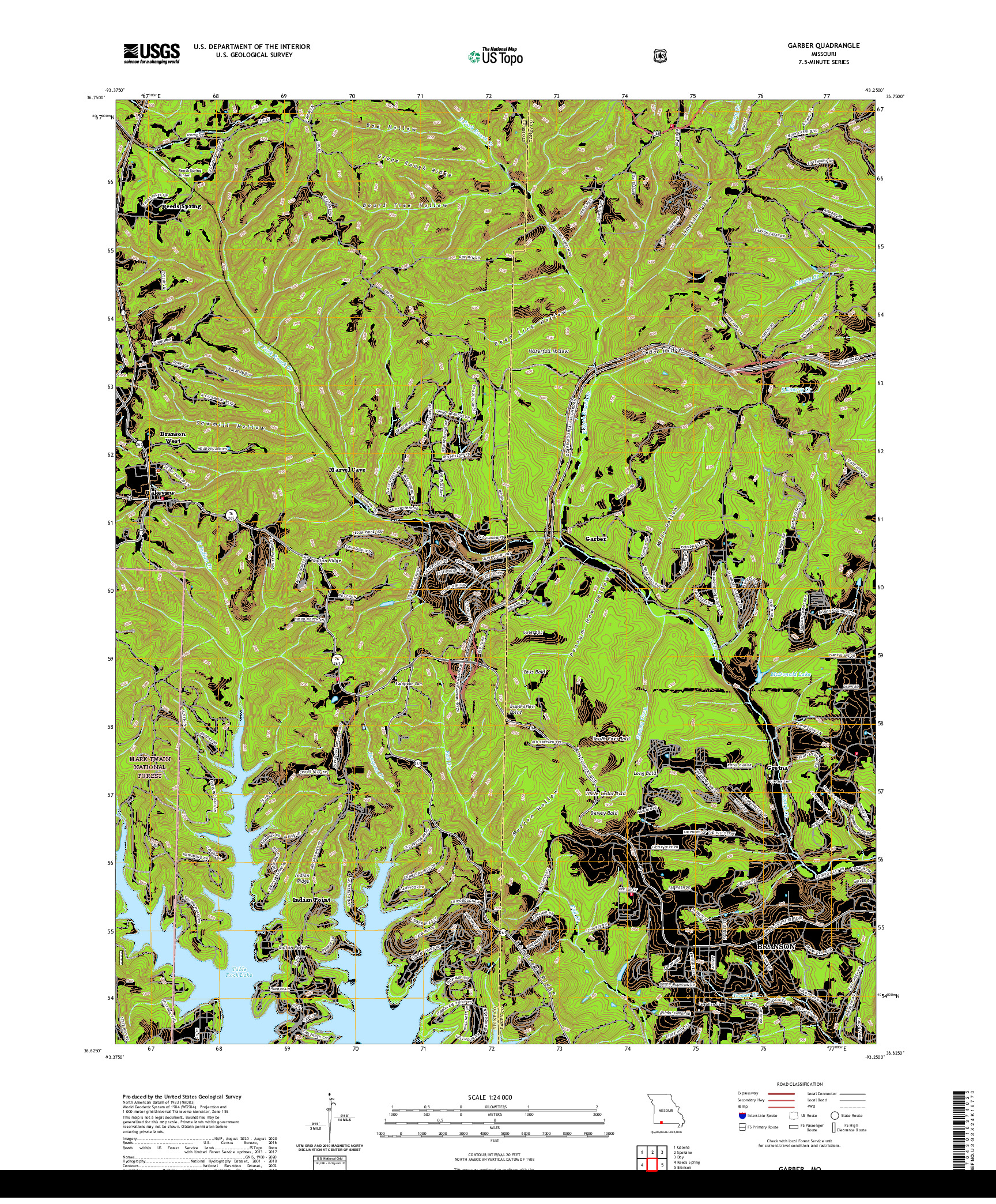 USGS US TOPO 7.5-MINUTE MAP FOR GARBER, MO 2021