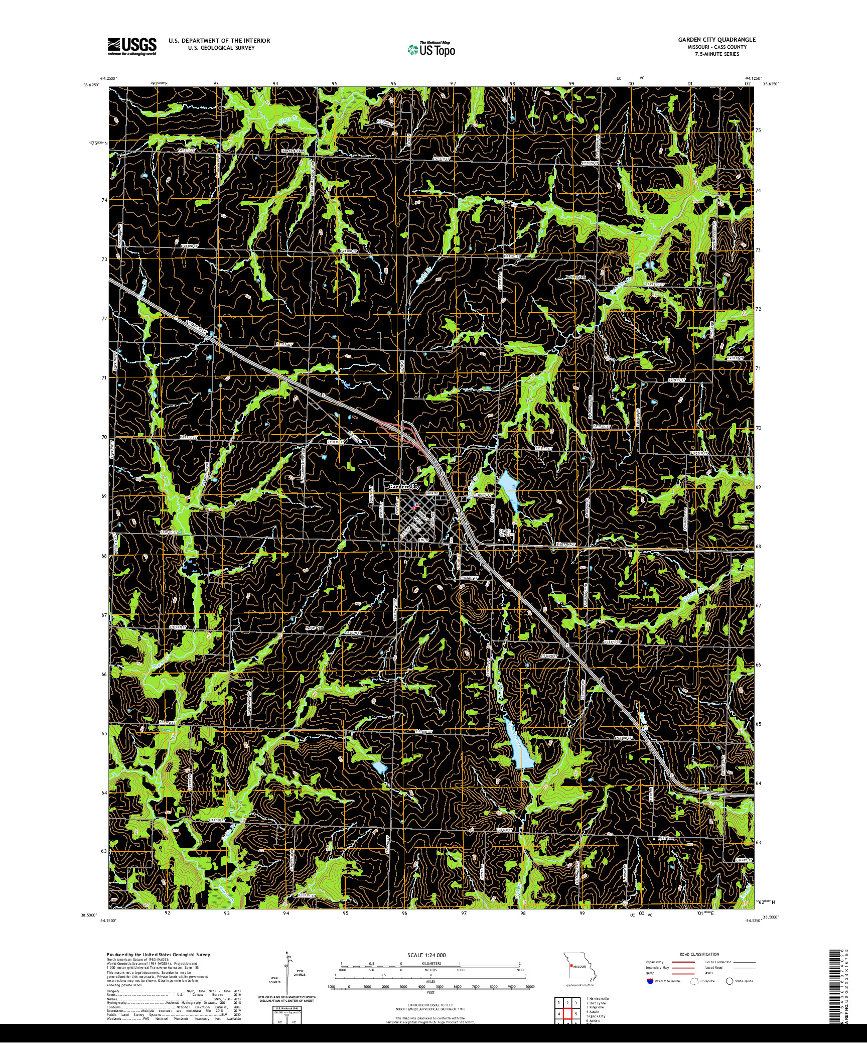 USGS US TOPO 7.5-MINUTE MAP FOR GARDEN CITY, MO 2021