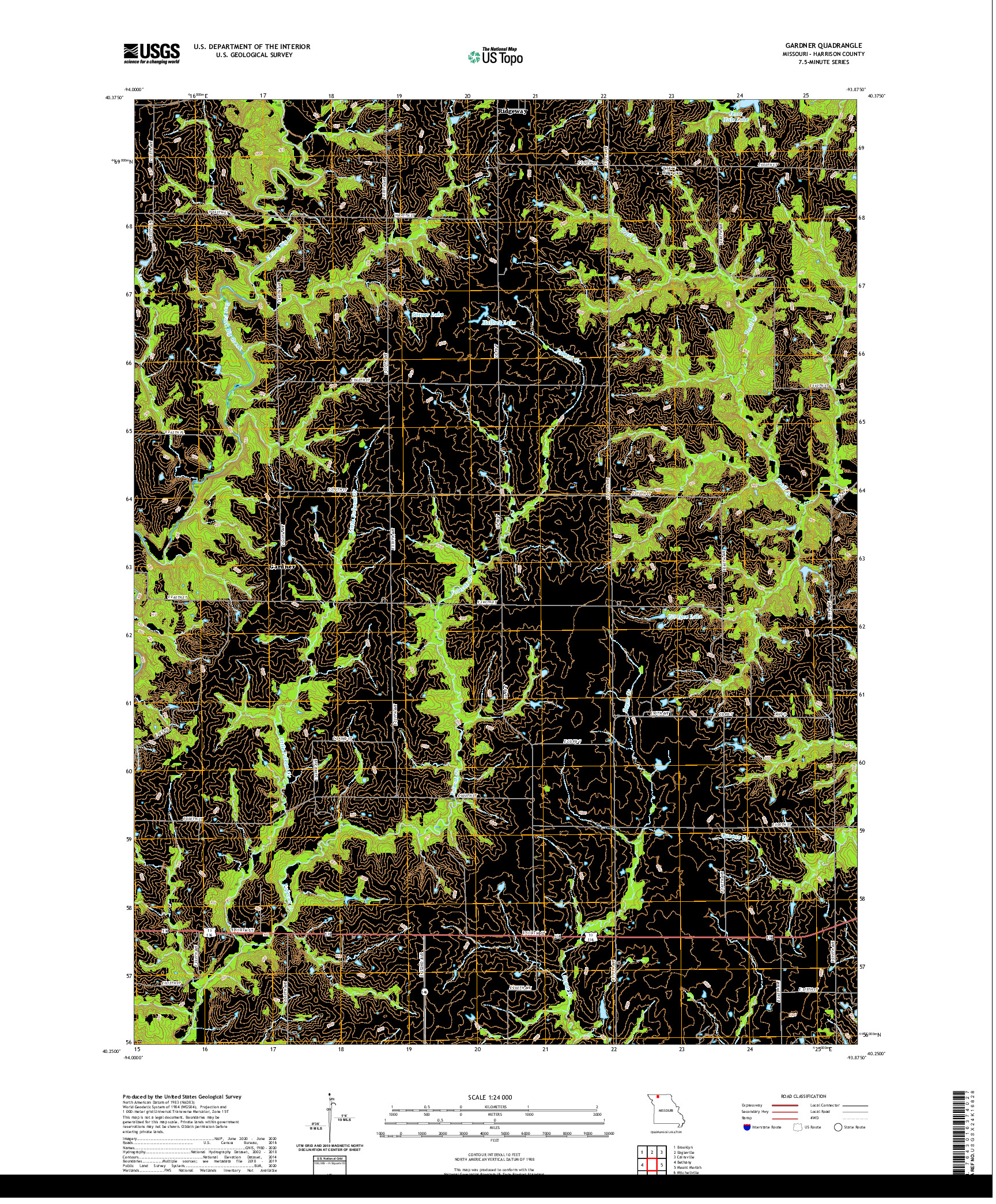 USGS US TOPO 7.5-MINUTE MAP FOR GARDNER, MO 2021