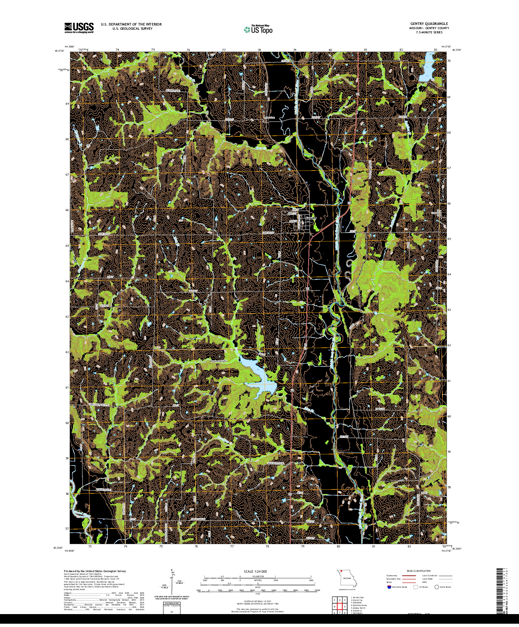 USGS US TOPO 7.5-MINUTE MAP FOR GENTRY, MO 2021