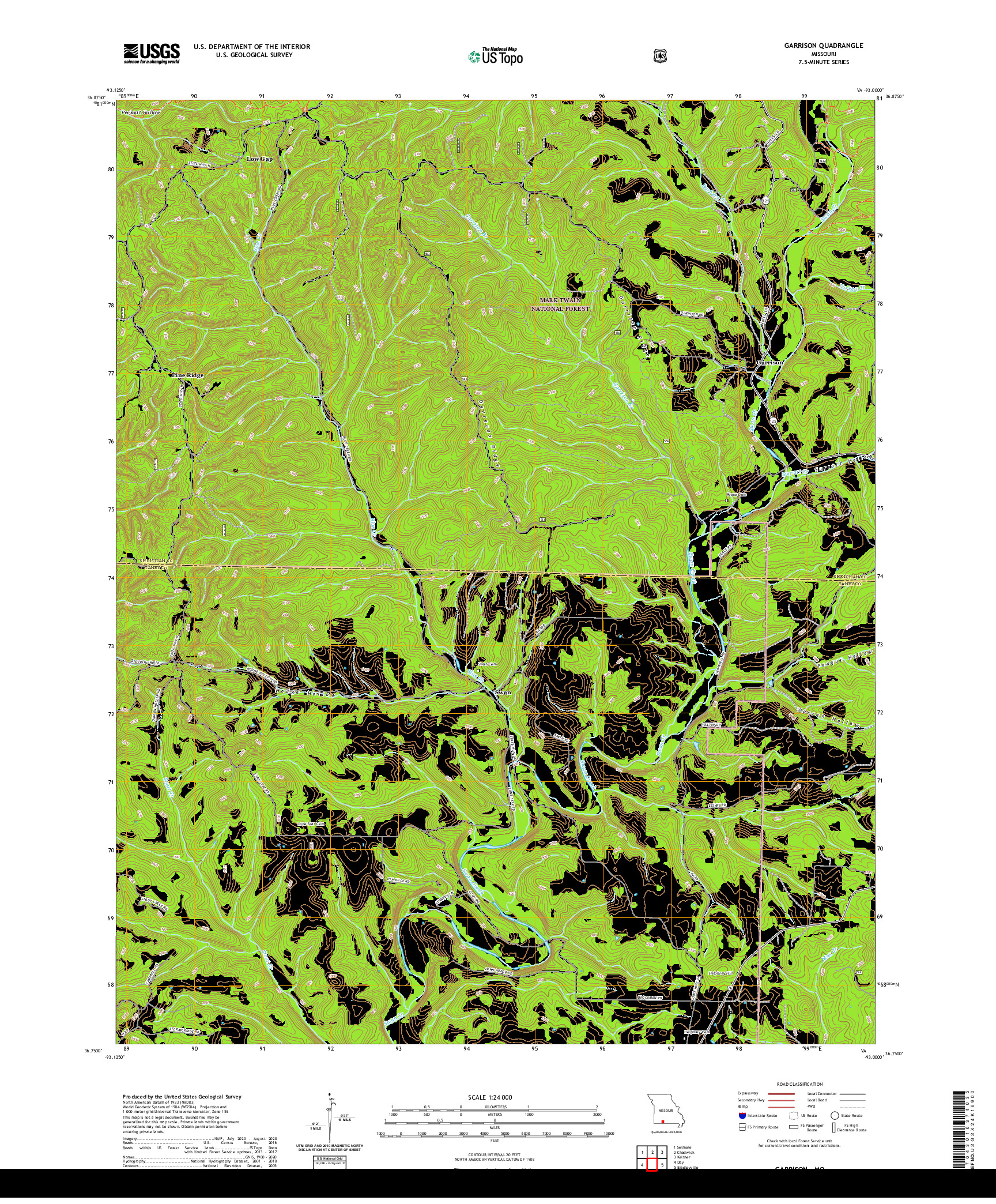 USGS US TOPO 7.5-MINUTE MAP FOR GARRISON, MO 2021