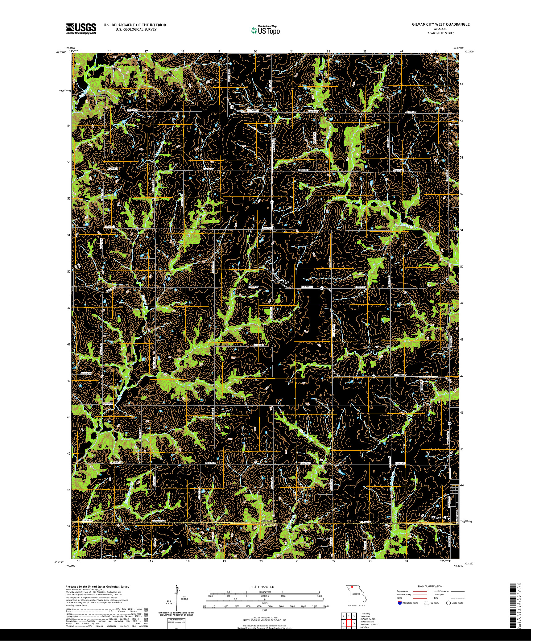 USGS US TOPO 7.5-MINUTE MAP FOR GILMAN CITY WEST, MO 2021