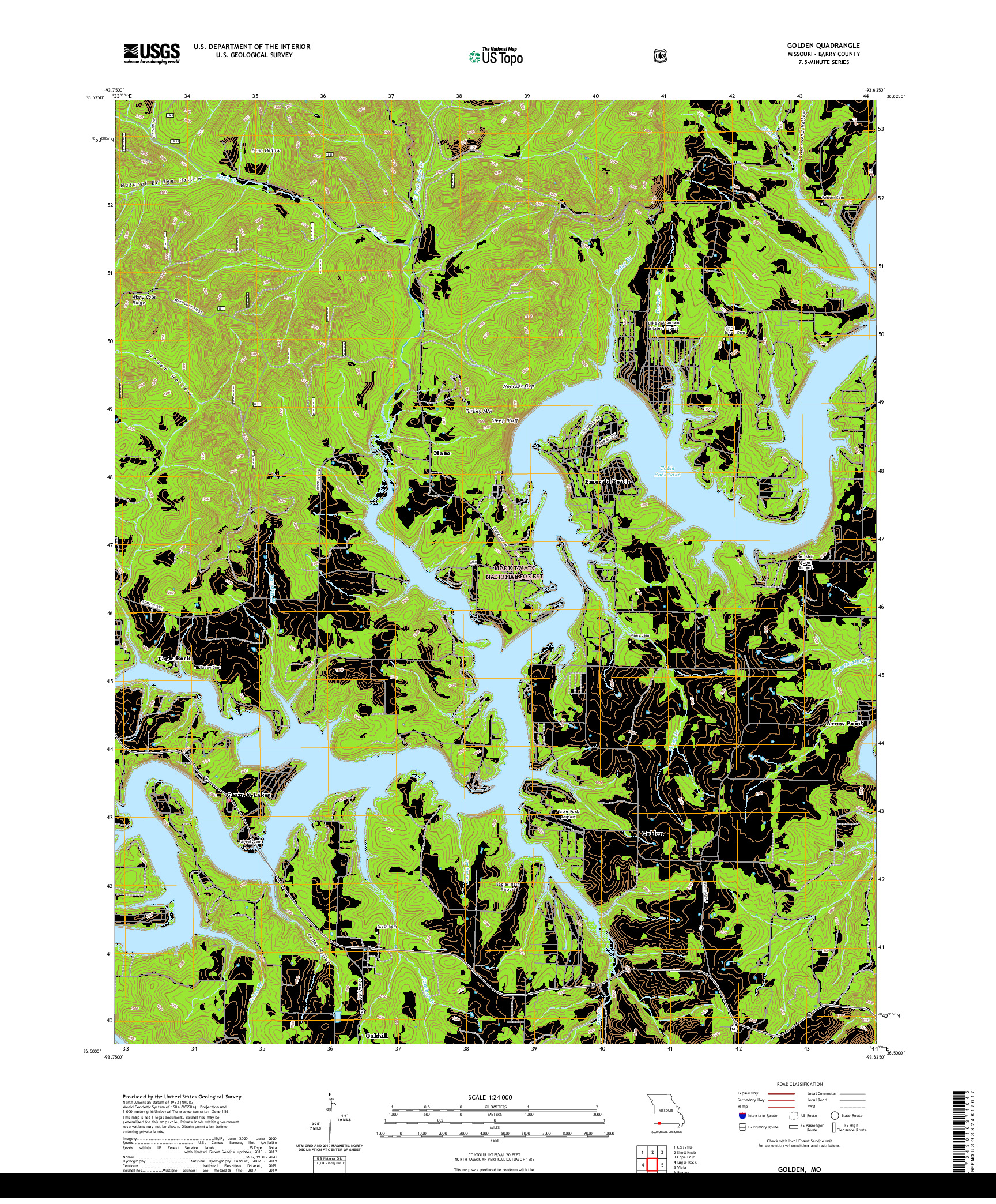USGS US TOPO 7.5-MINUTE MAP FOR GOLDEN, MO 2021