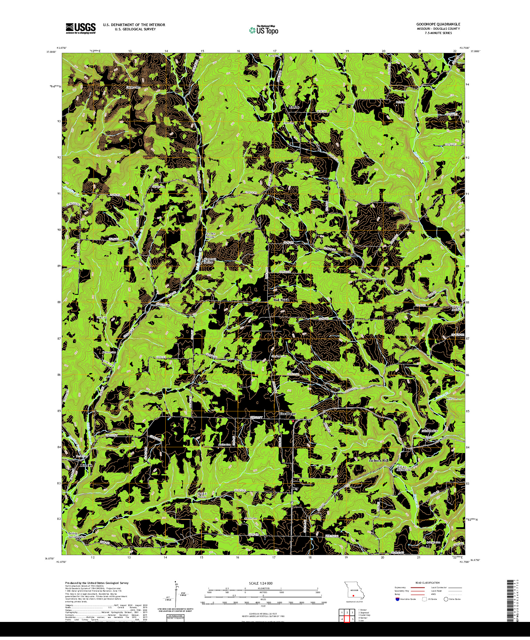 USGS US TOPO 7.5-MINUTE MAP FOR GOODHOPE, MO 2021