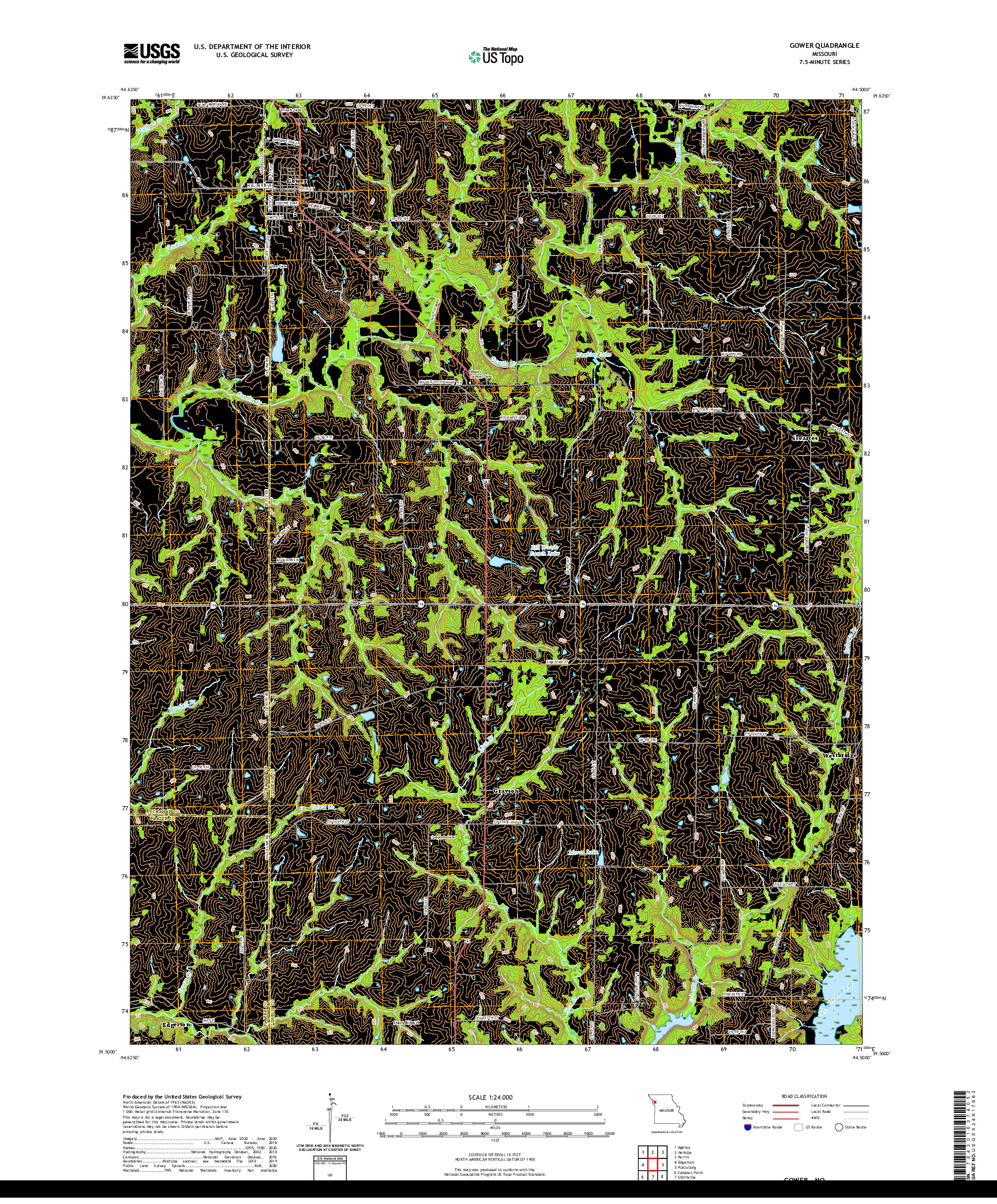 USGS US TOPO 7.5-MINUTE MAP FOR GOWER, MO 2021