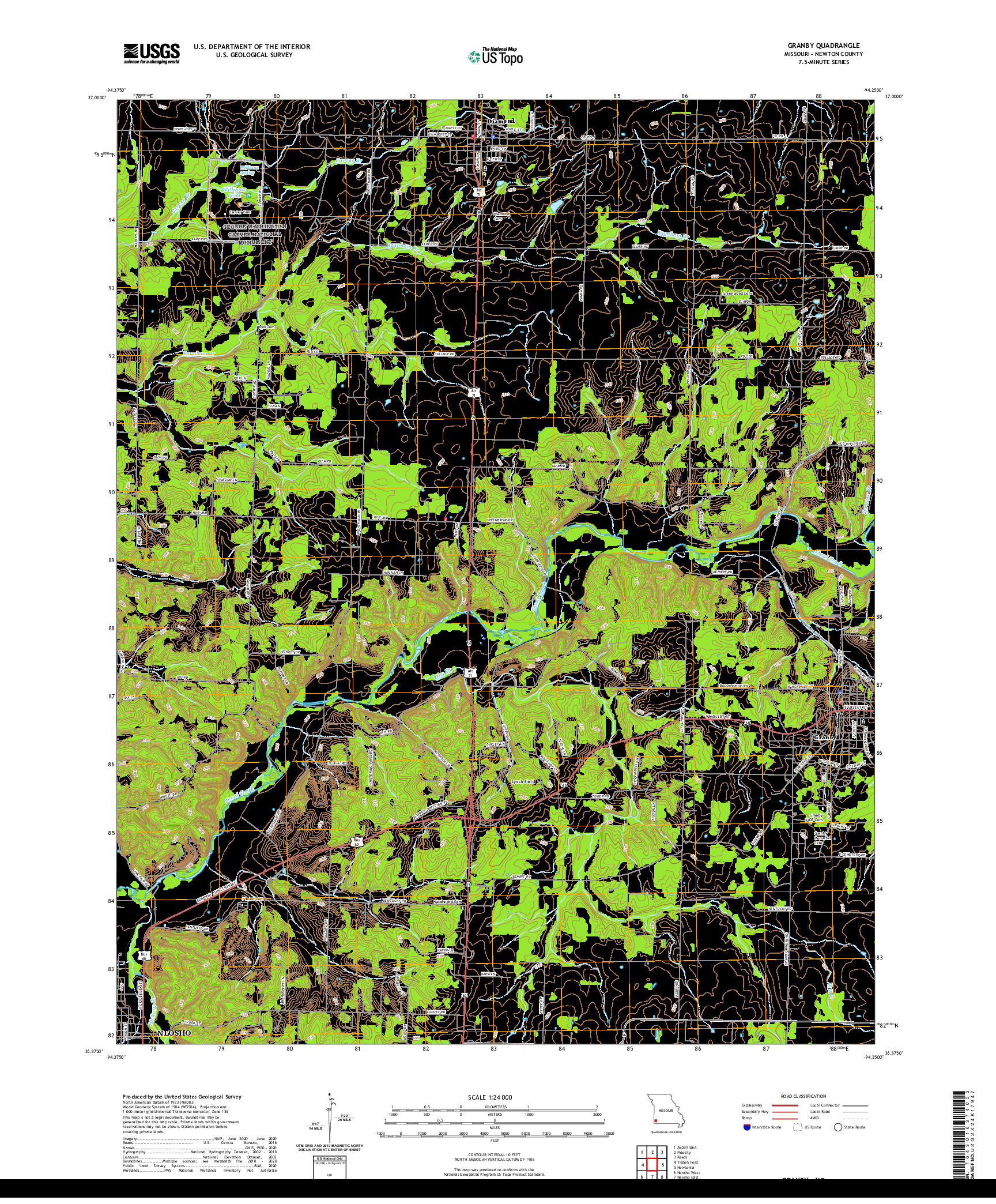 USGS US TOPO 7.5-MINUTE MAP FOR GRANBY, MO 2021