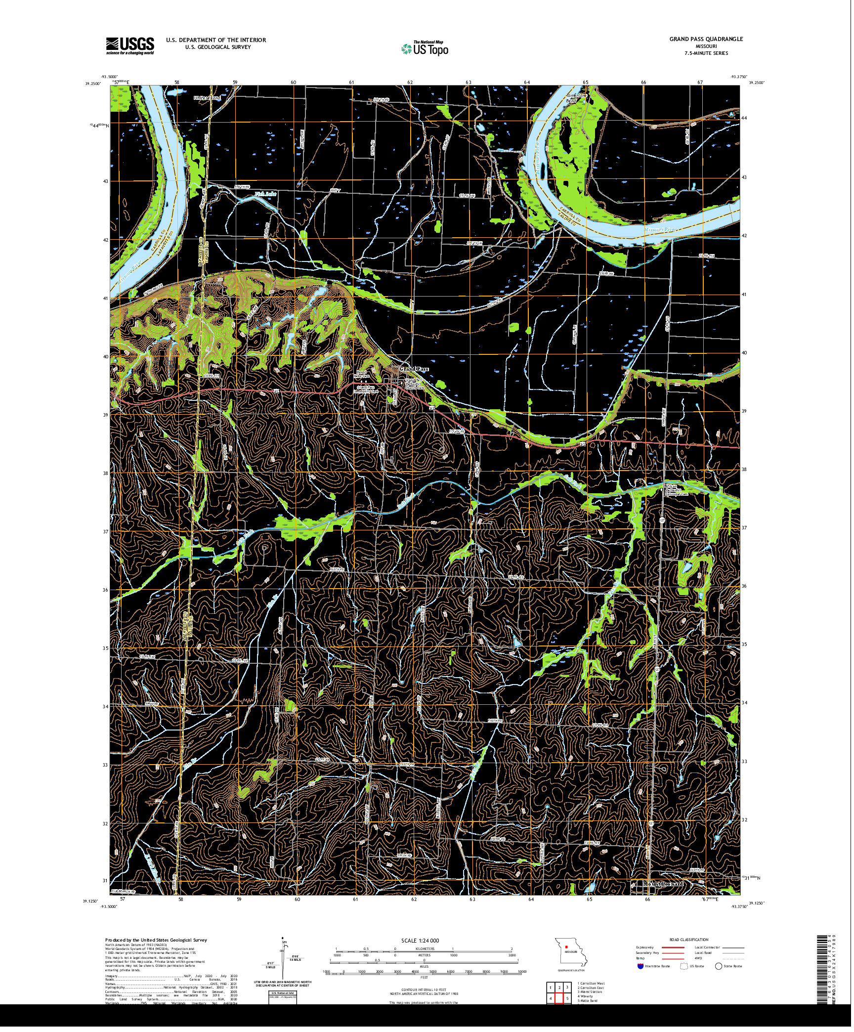 USGS US TOPO 7.5-MINUTE MAP FOR GRAND PASS, MO 2021