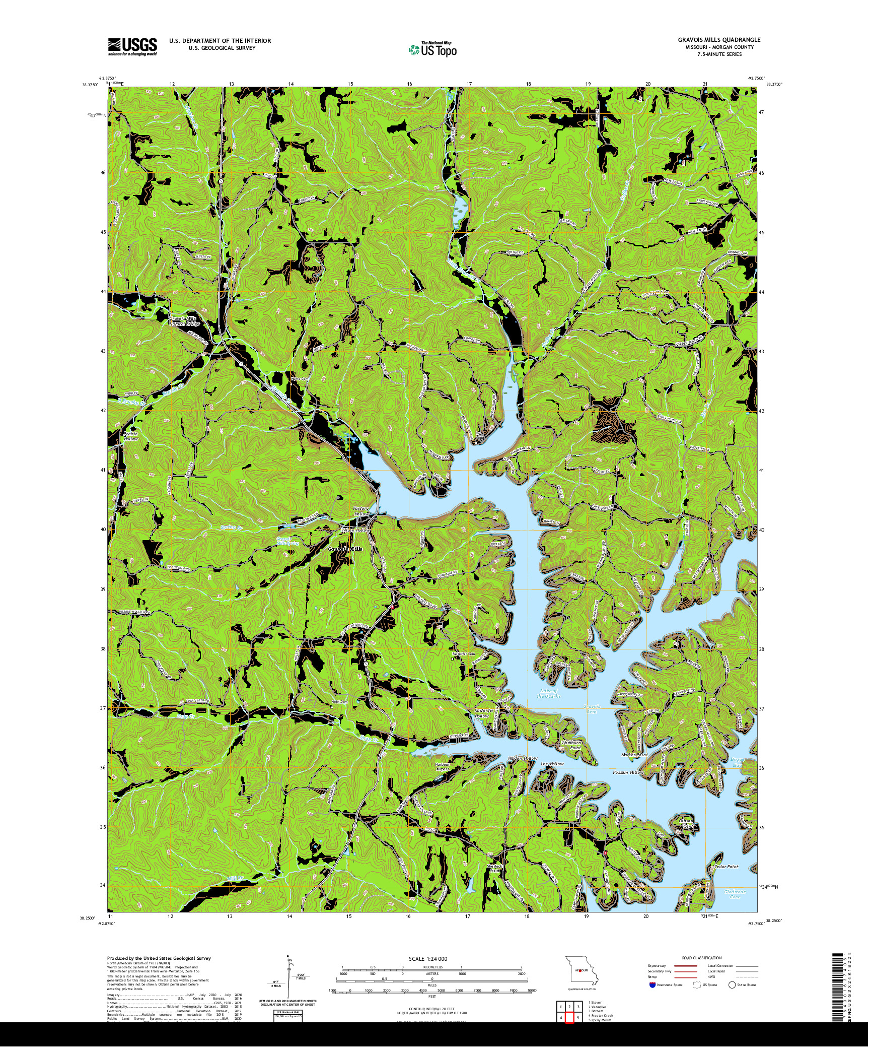 USGS US TOPO 7.5-MINUTE MAP FOR GRAVOIS MILLS, MO 2021