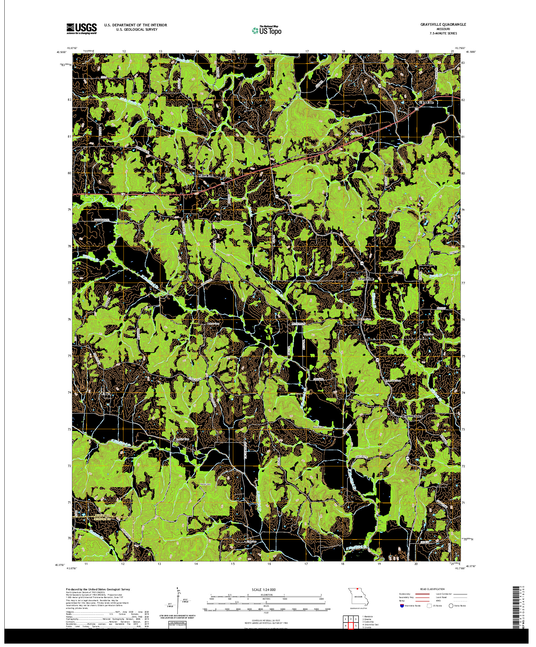 USGS US TOPO 7.5-MINUTE MAP FOR GRAYSVILLE, MO 2021
