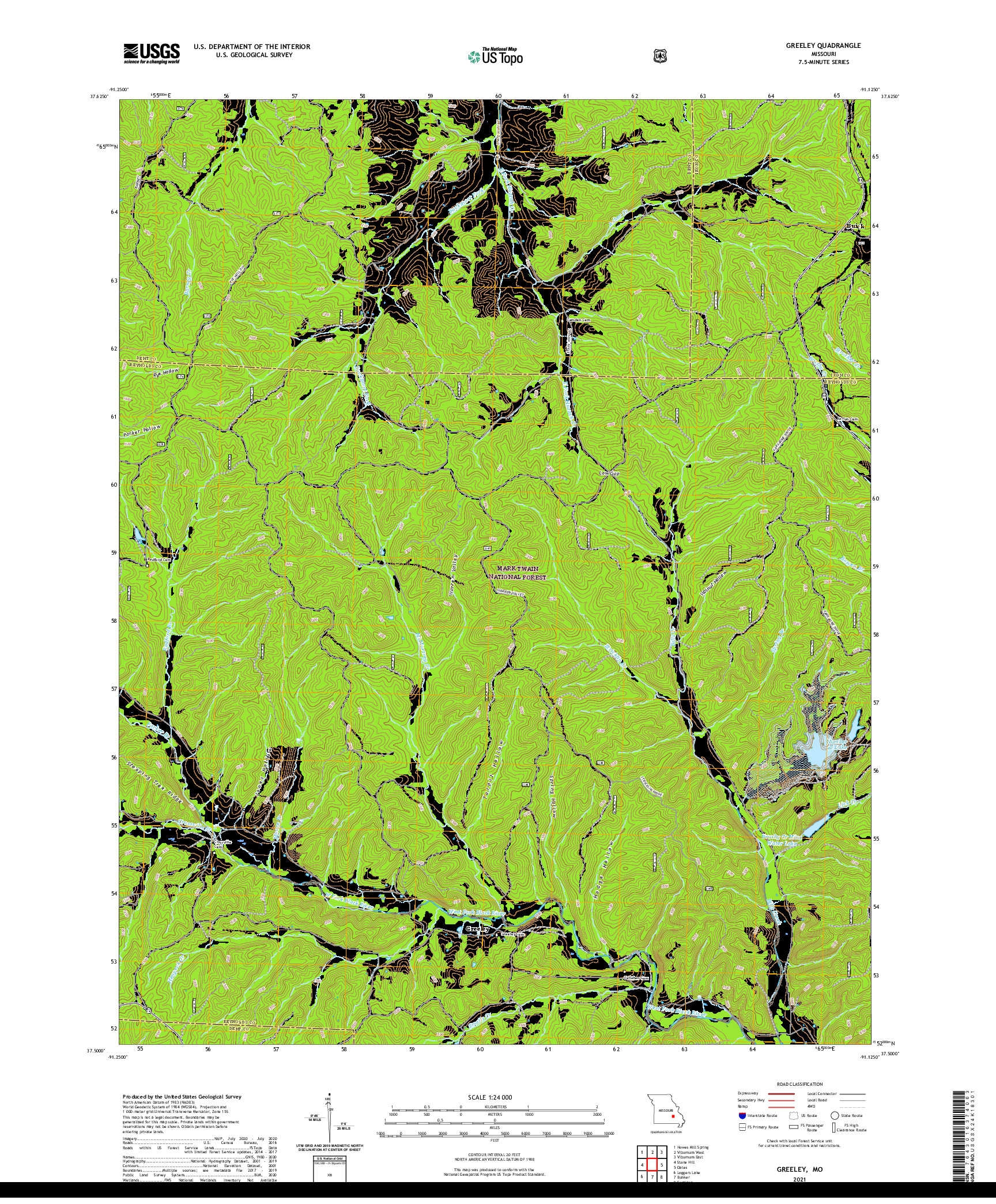 USGS US TOPO 7.5-MINUTE MAP FOR GREELEY, MO 2021