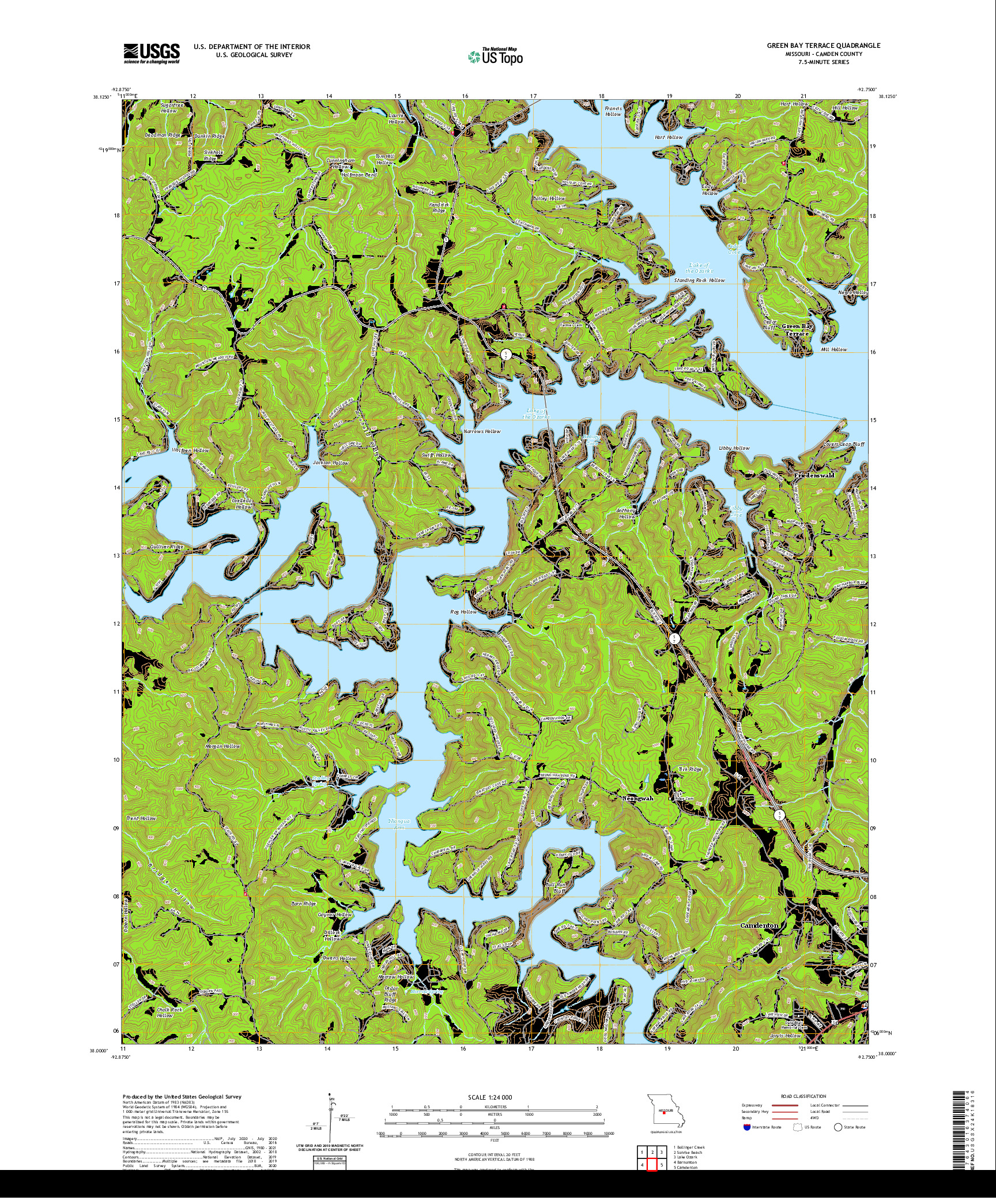 USGS US TOPO 7.5-MINUTE MAP FOR GREEN BAY TERRACE, MO 2021