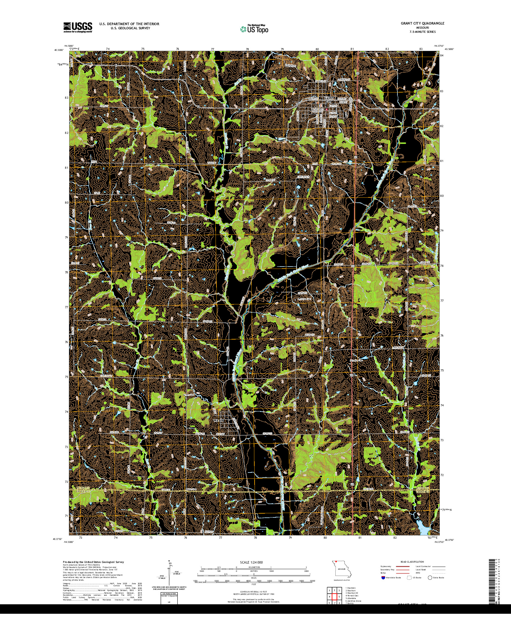 USGS US TOPO 7.5-MINUTE MAP FOR GRANT CITY, MO 2021