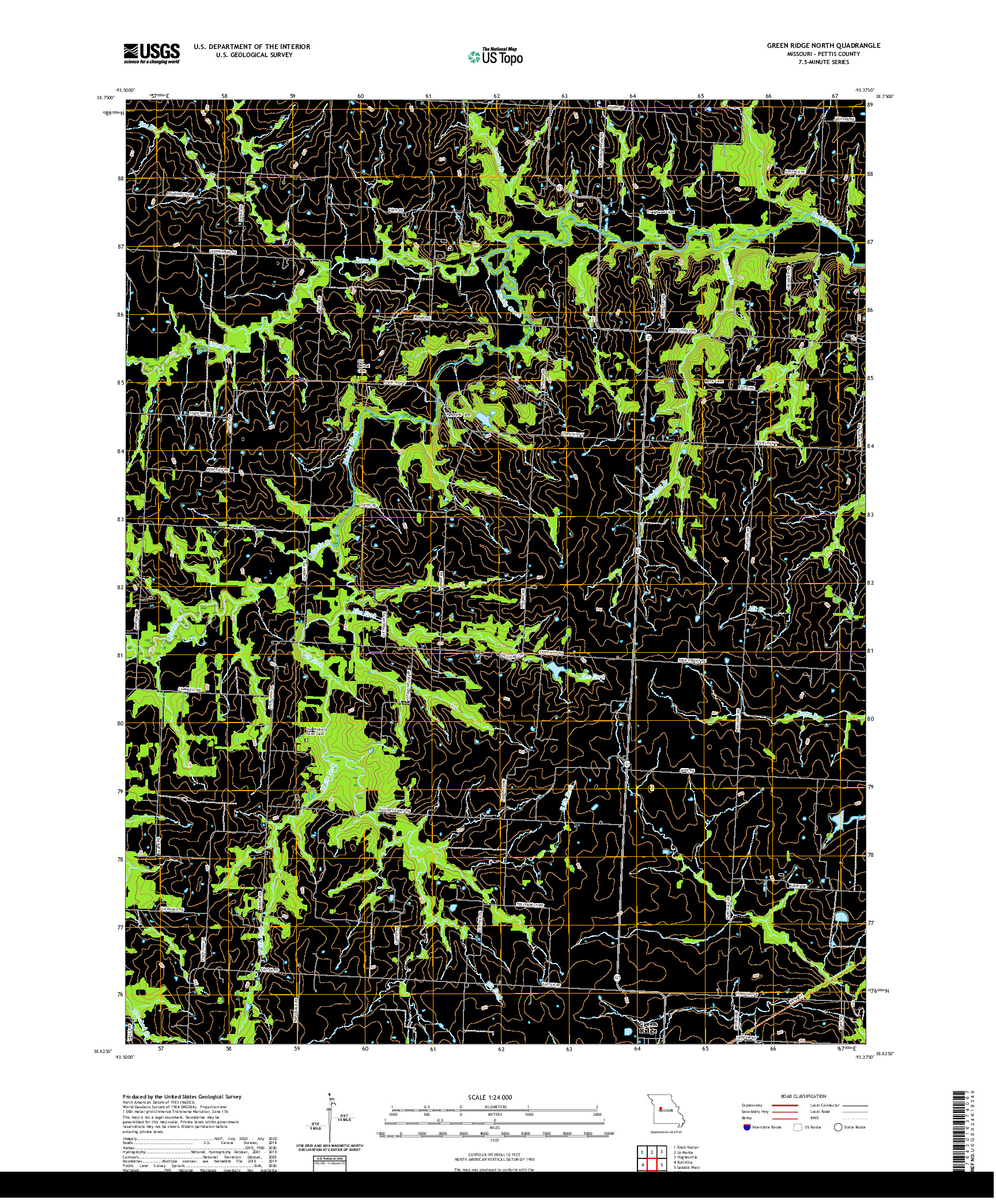 USGS US TOPO 7.5-MINUTE MAP FOR GREEN RIDGE NORTH, MO 2021