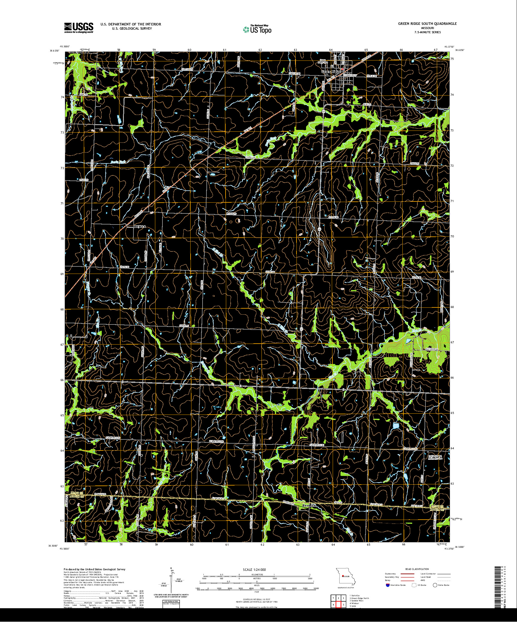 USGS US TOPO 7.5-MINUTE MAP FOR GREEN RIDGE SOUTH, MO 2021