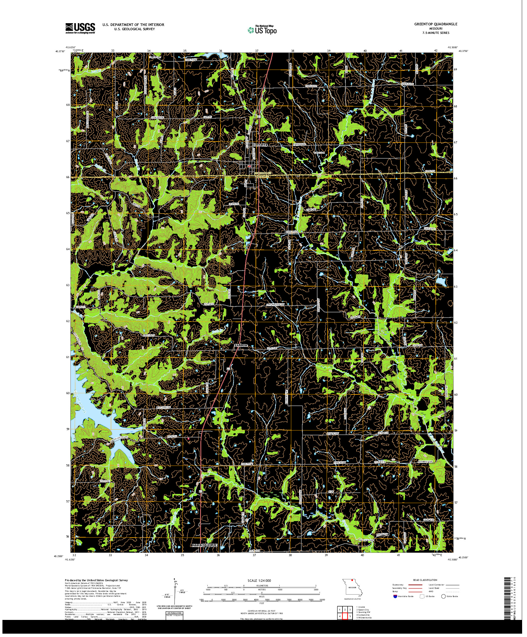 USGS US TOPO 7.5-MINUTE MAP FOR GREENTOP, MO 2021