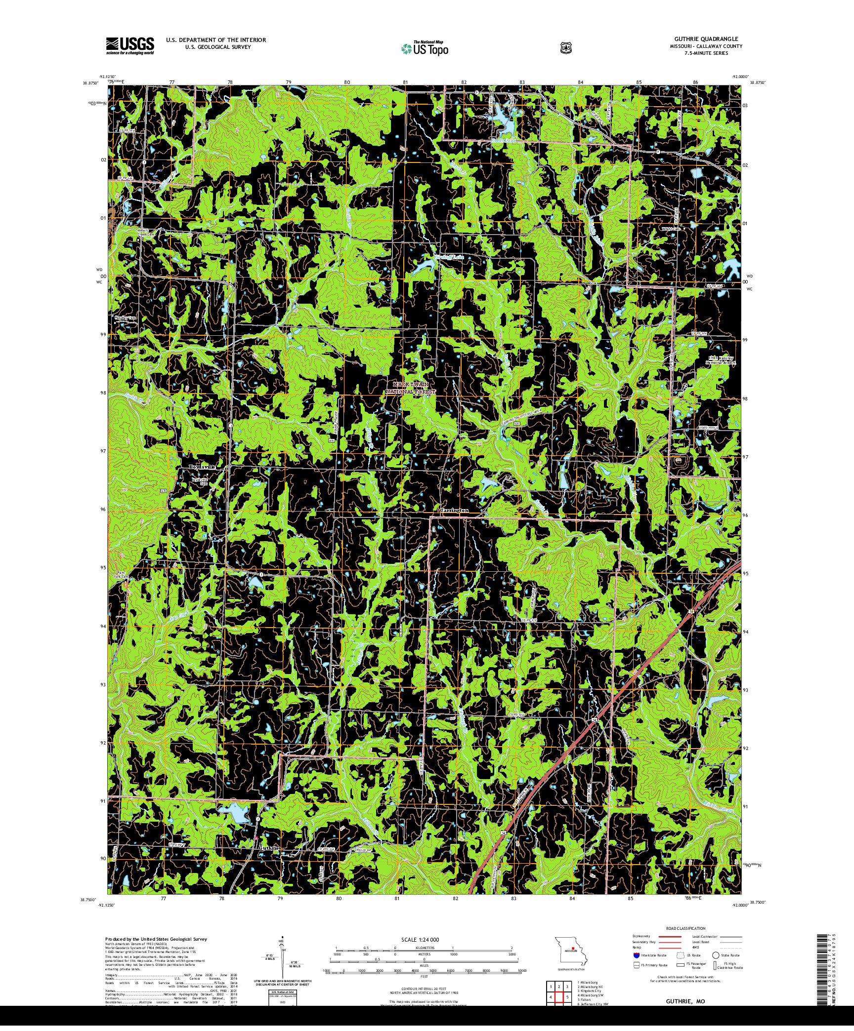 USGS US TOPO 7.5-MINUTE MAP FOR GUTHRIE, MO 2021