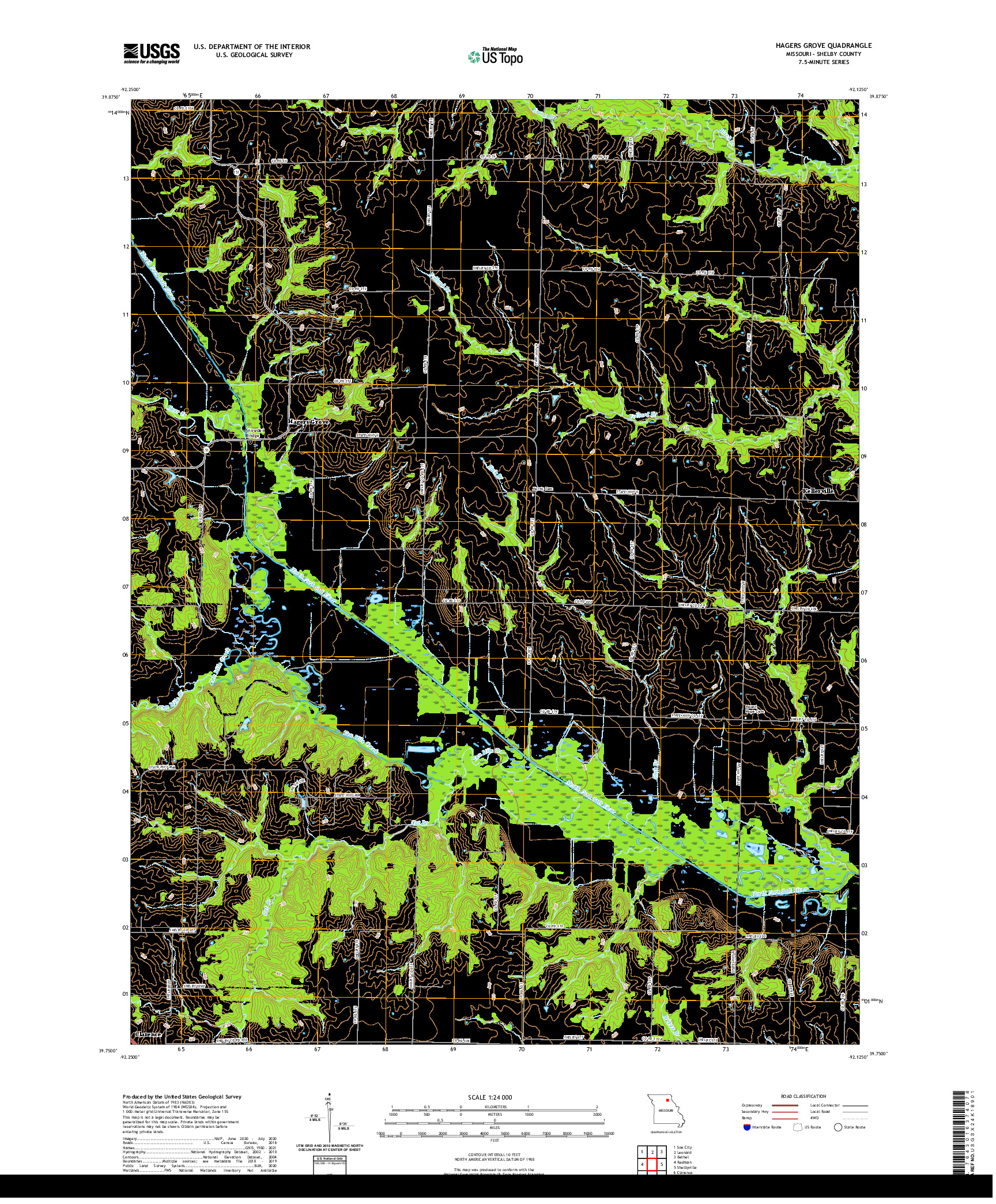 USGS US TOPO 7.5-MINUTE MAP FOR HAGERS GROVE, MO 2021