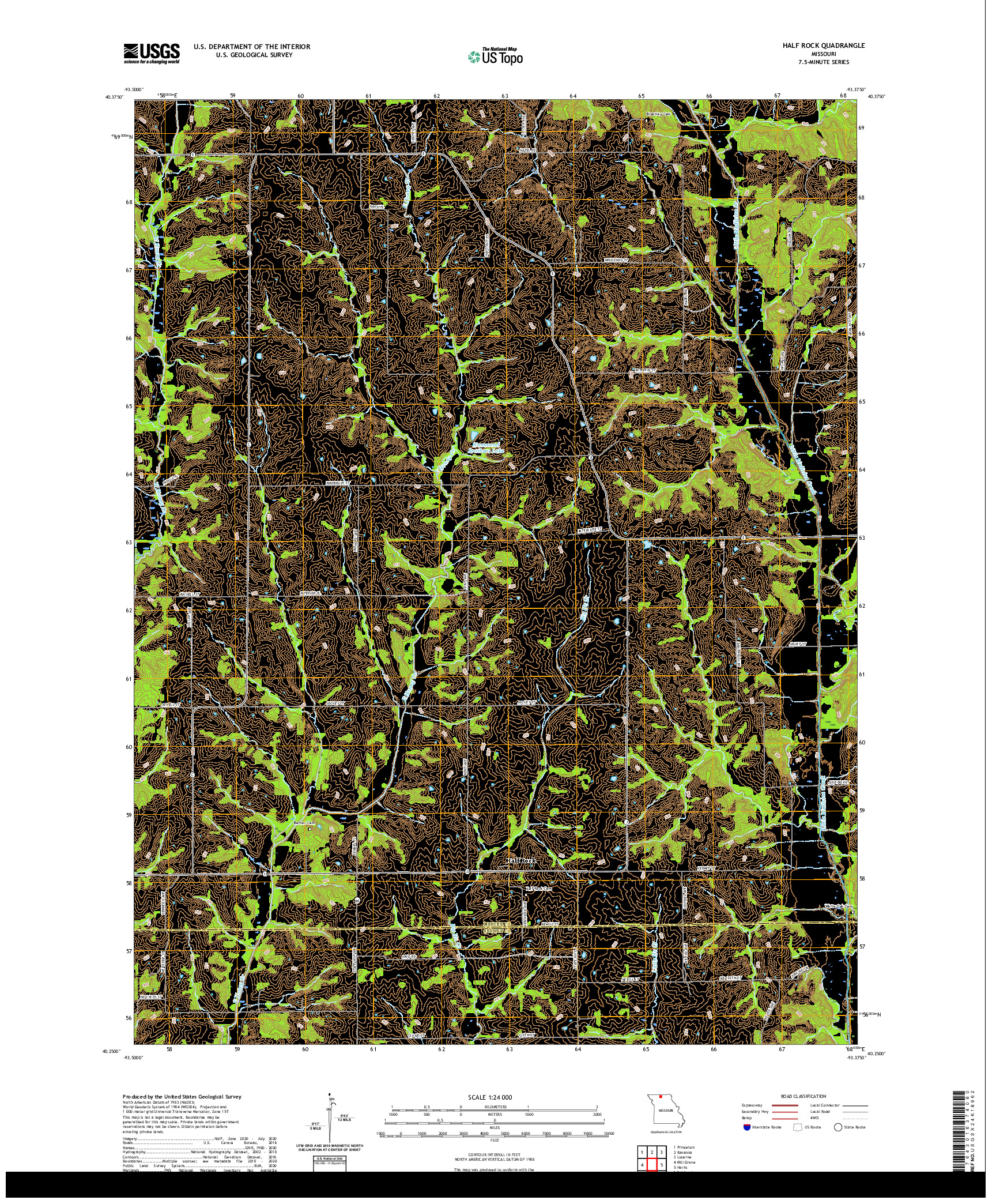 USGS US TOPO 7.5-MINUTE MAP FOR HALF ROCK, MO 2021