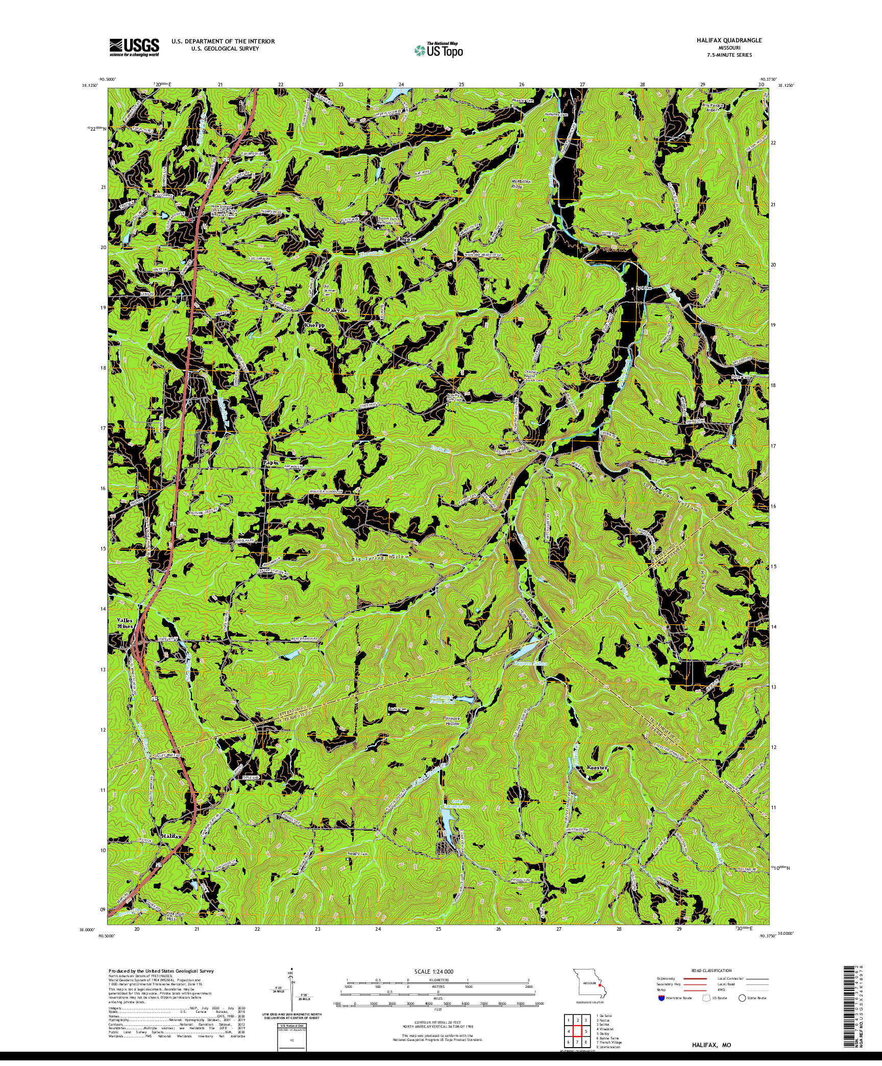 USGS US TOPO 7.5-MINUTE MAP FOR HALIFAX, MO 2021