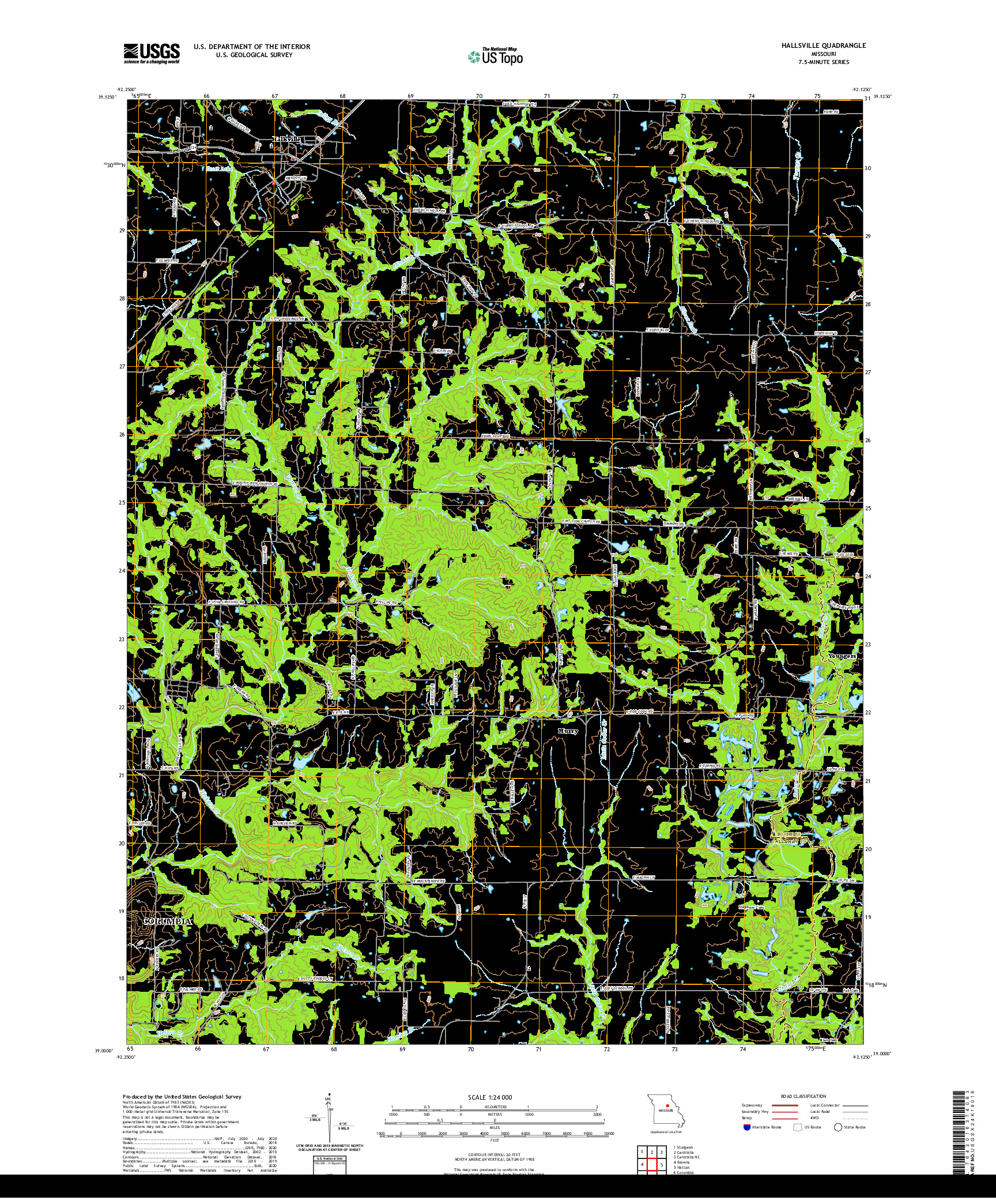 USGS US TOPO 7.5-MINUTE MAP FOR HALLSVILLE, MO 2021